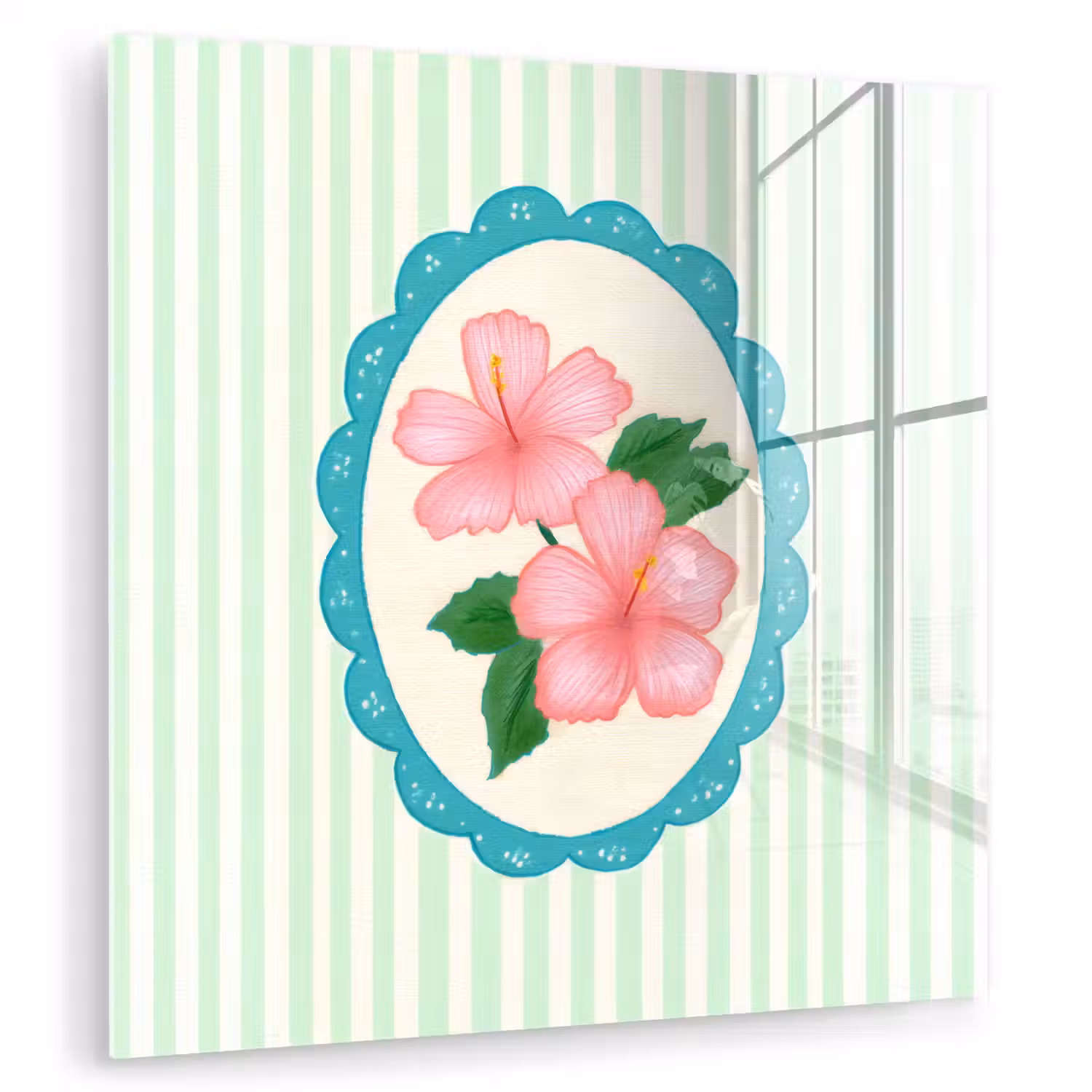 Bloemen - Ovaal - Strepen - Groen plexiglas 5mm klein -zzzproduct_nieuw