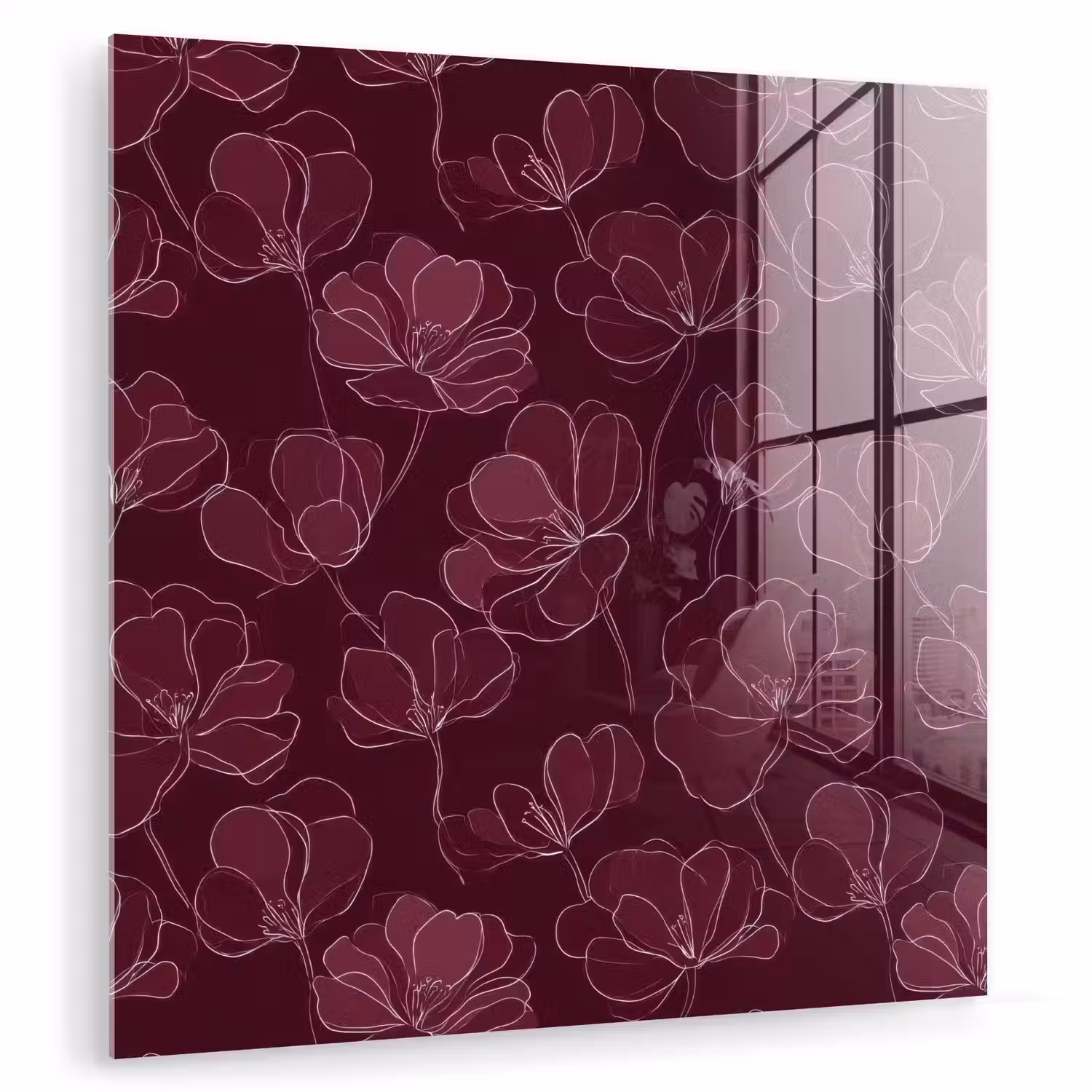 Bloemen - Patroon - Bordeauxrood plexiglas 5mm klein 11 -zzzproduct_nieuw