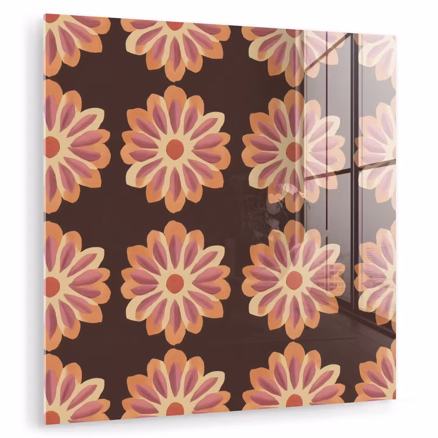 Bloemen - Patroon - Bruin plexiglas 5mm klein 11 -zzzproduct_nieuw
