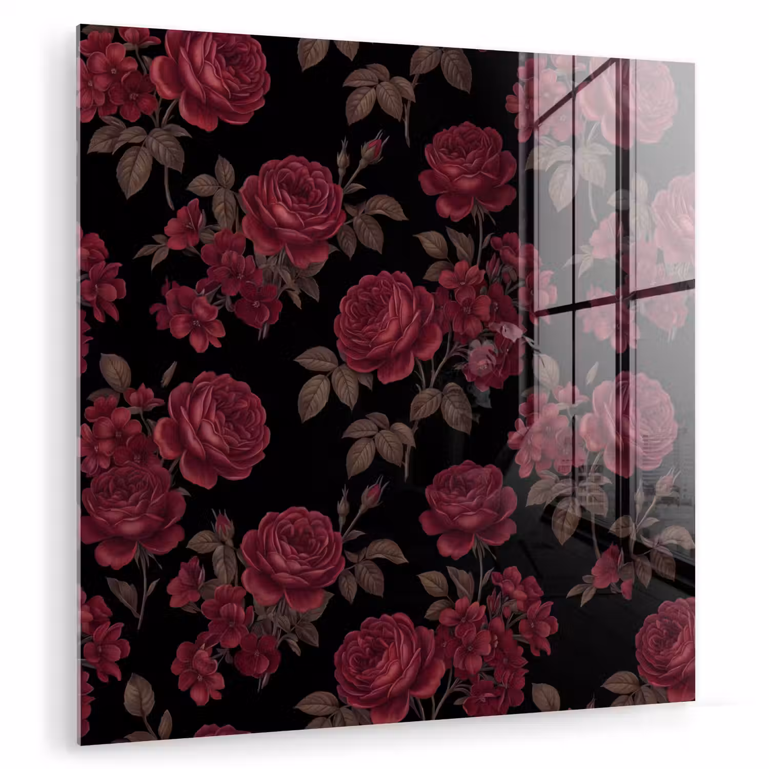 Bloemen - Roos - Patroon - Klassiek - Rood plexiglas 5mm klein -zzzproduct_nieuw