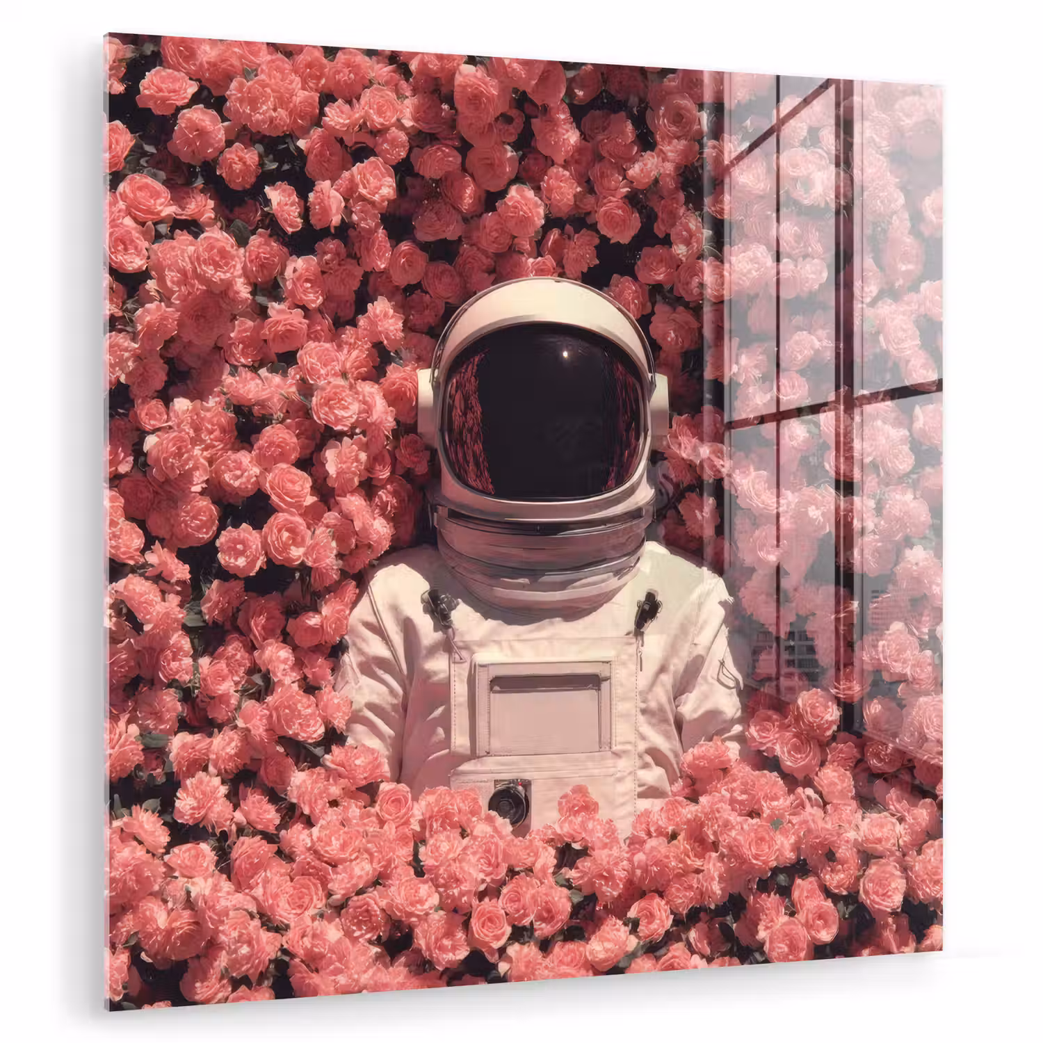 Bloemen - Roze - Astronaut plexiglas 5mm klein -zzzproduct_nieuw