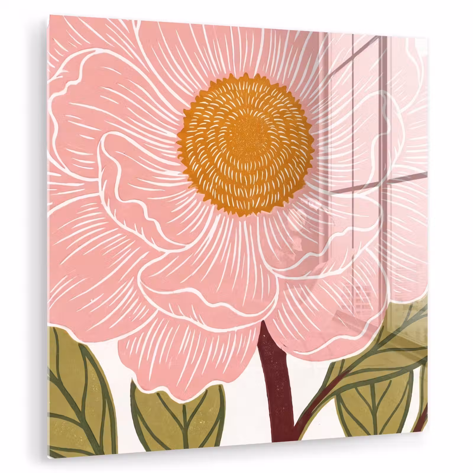 Glas schilderij - Bloemen - Roze - Illustratie - Bloemen - Roze - Illustratie plexiglas 5mm klein