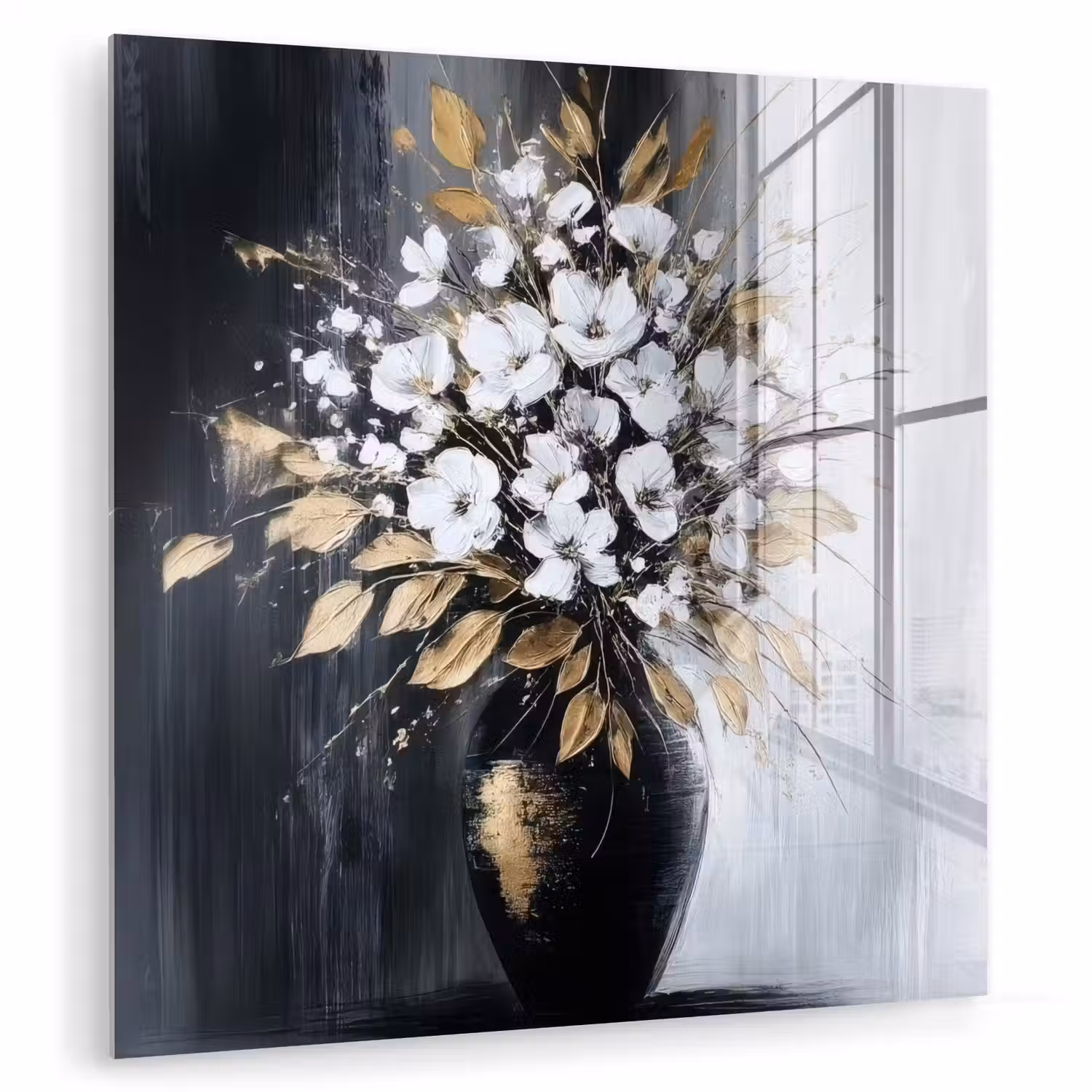 Bloemen - Wit - Vaas - Abstract plexiglas 5mm klein -zzzproduct_nieuw