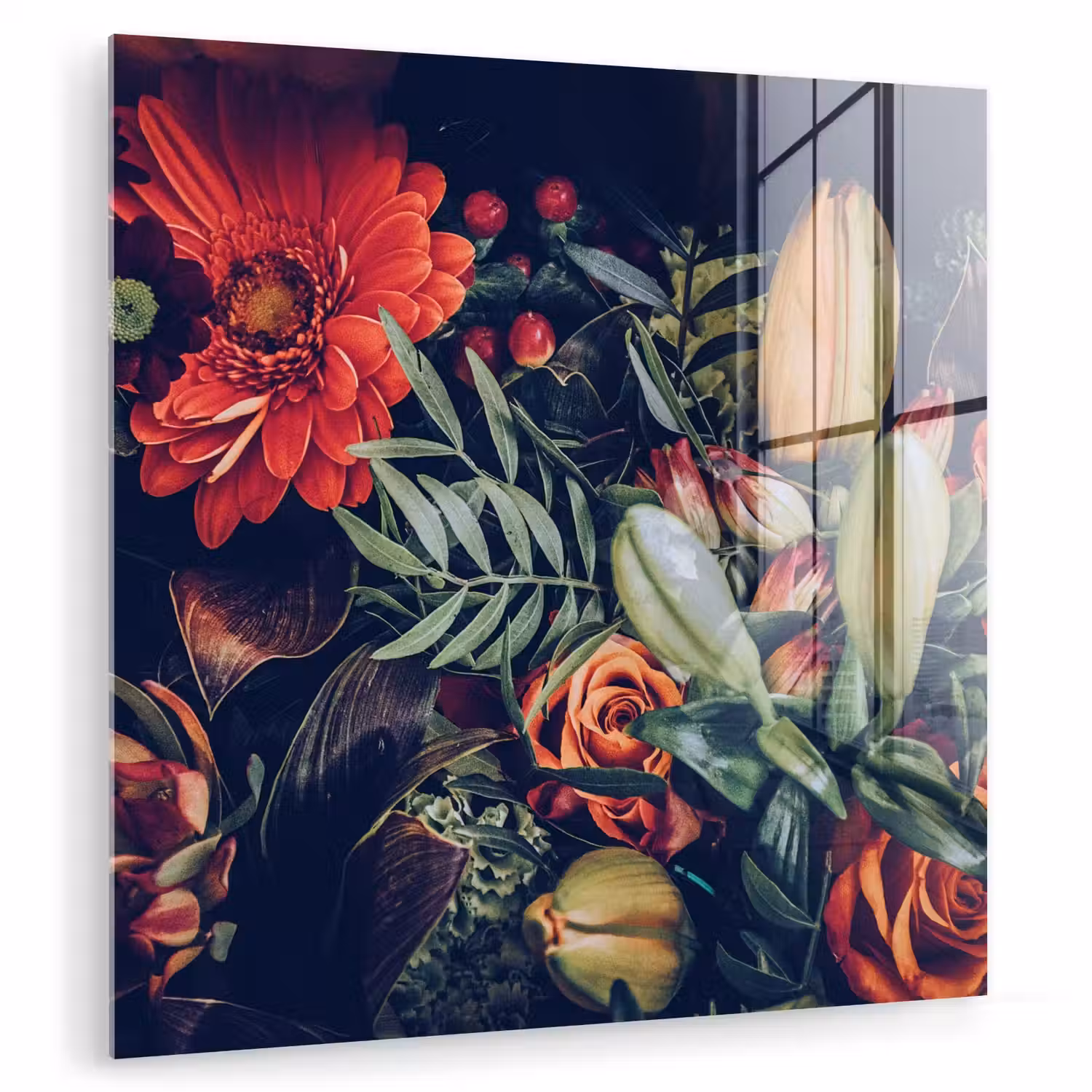 Boeket - Stilleven - Bloemen - Planten - Rood plexiglas 5mm klein -zzzproduct_nieuw