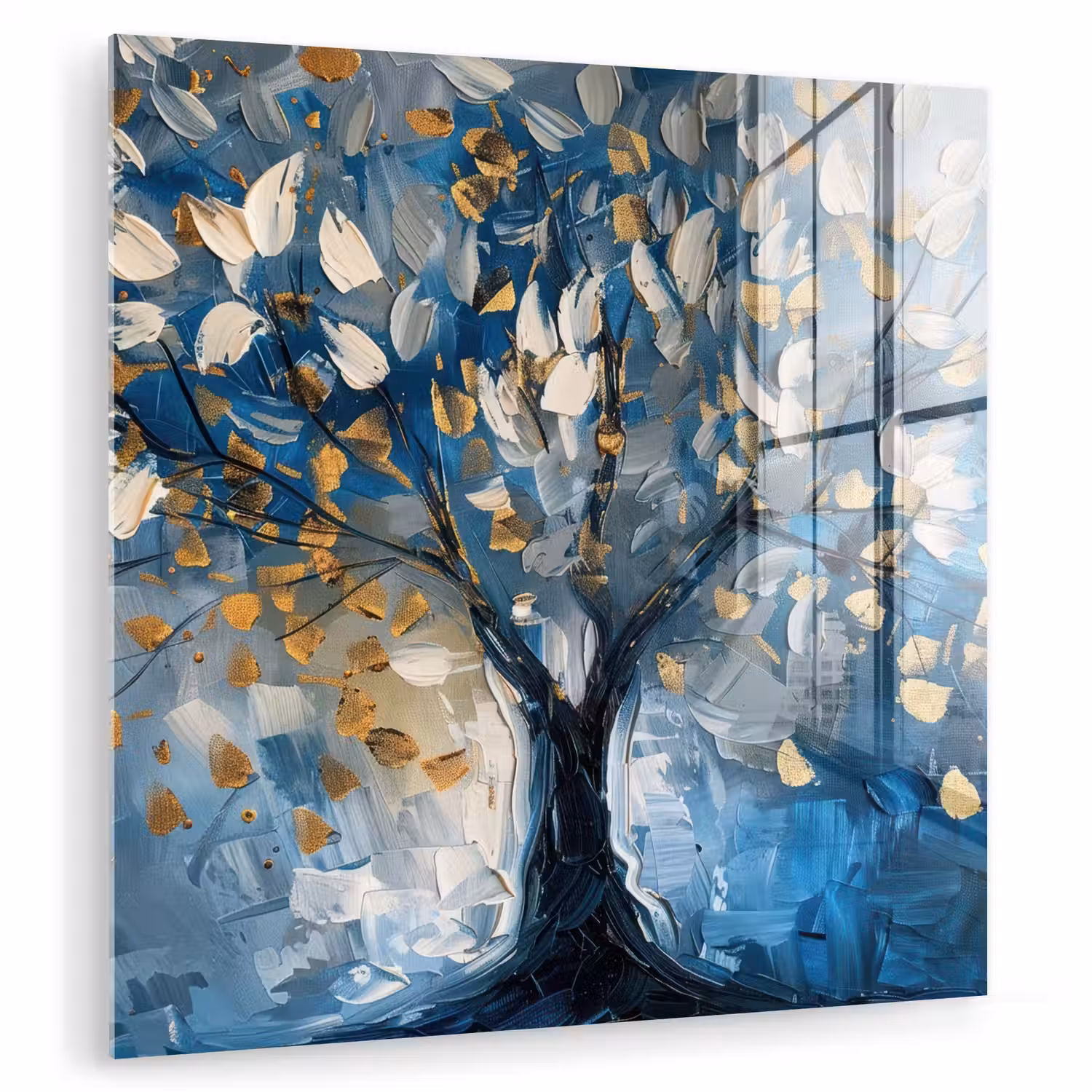 Boom - Blauw - Goud - Abstract plexiglas 5mm klein -zzzproduct_nieuw
