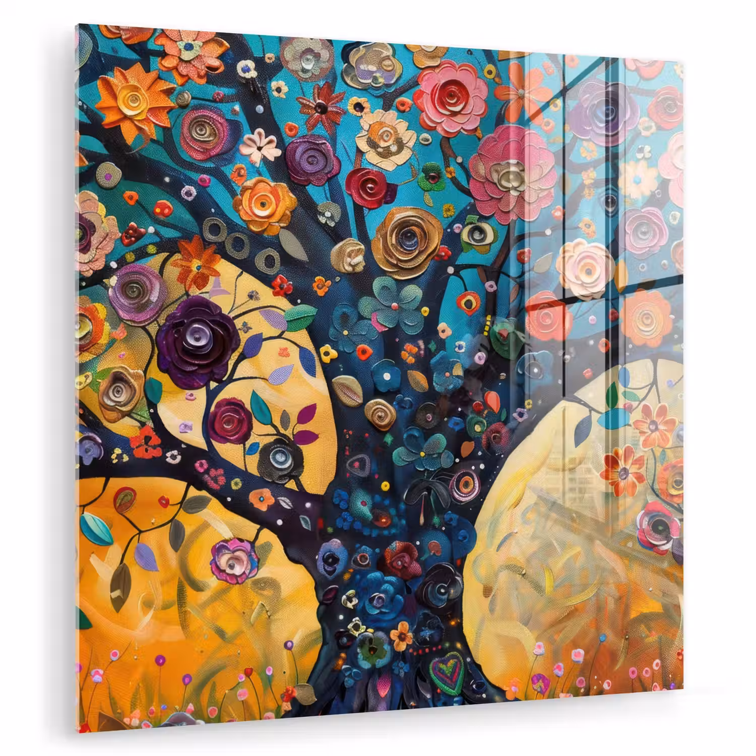 Boom - Levensboom - Kleurrijk - Bloemen - Modern plexiglas 5mm klein -zzzproduct_nieuw