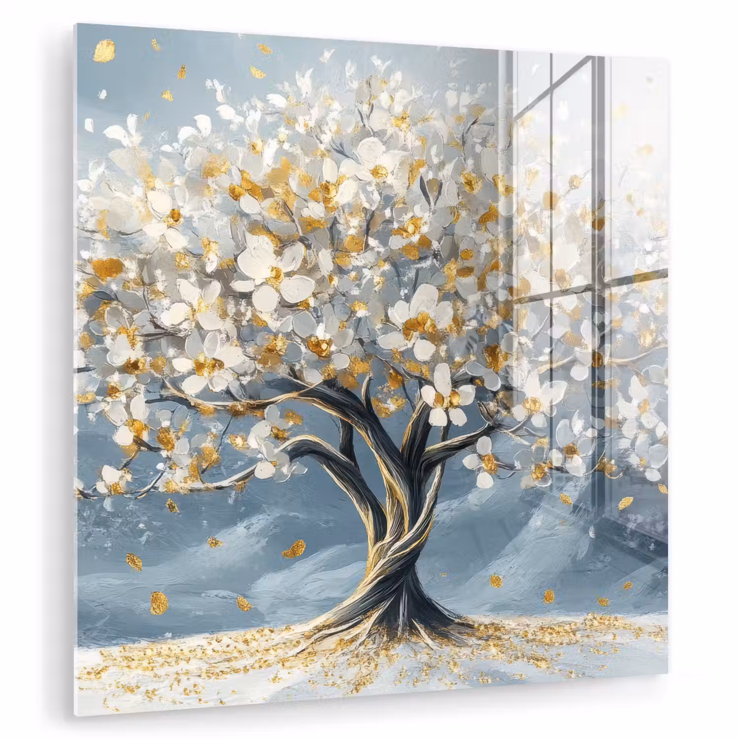 Boom - Winter - Levensboom - Modern - Goud plexiglas 5mm klein -zzzproduct_nieuw