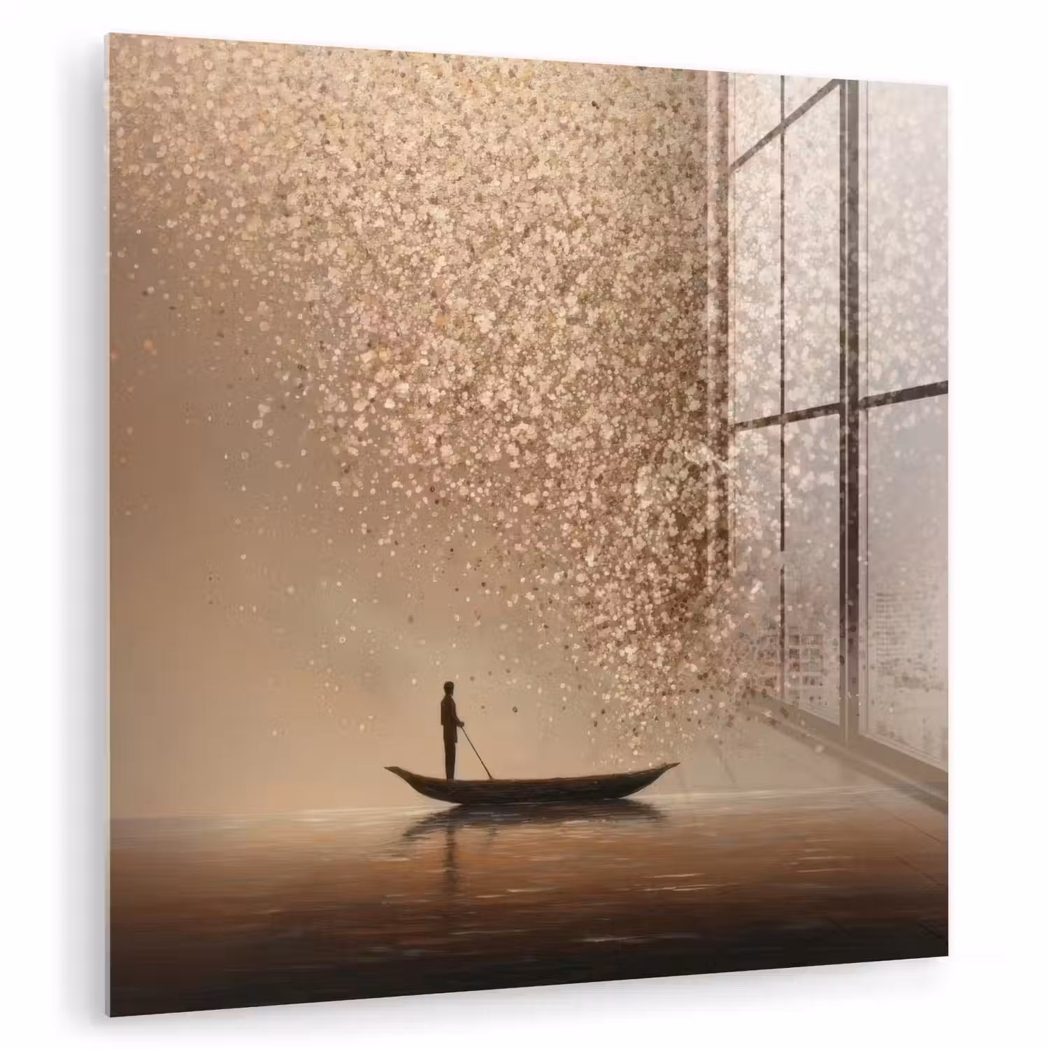 Bootje - Blaadjes - Goud - Water plexiglas 5mm klein -zzzproduct_nieuw