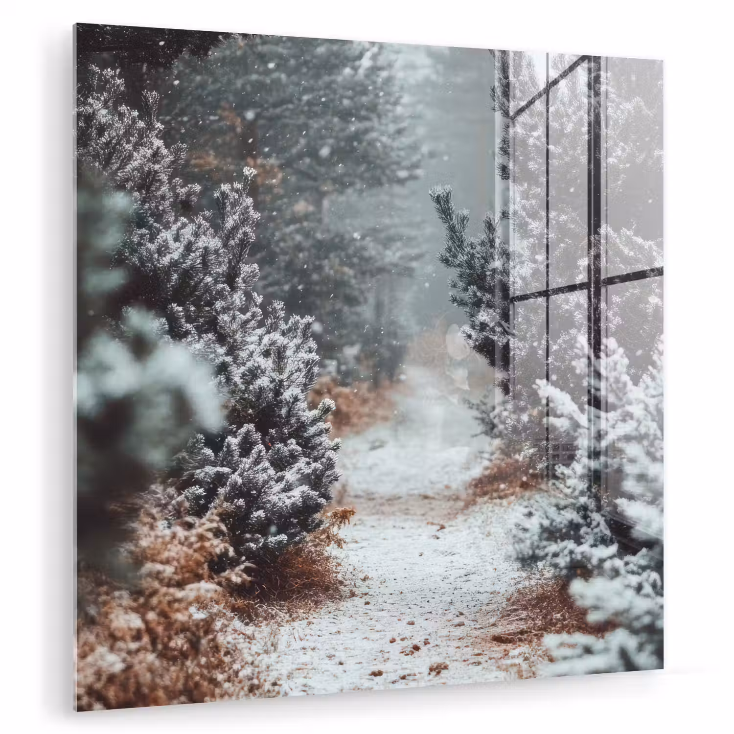 Bos - Winter - Bomen - Natuur - Pad - Sneeuw plexiglas 5mm klein -zzzproduct_nieuw