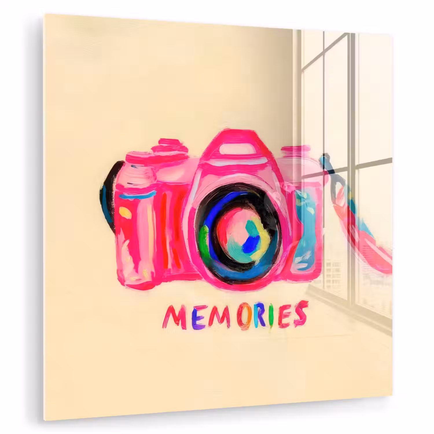 Camera - Memories - Roze - Geschilderd plexiglas 5mm klein -zzzproduct_nieuw