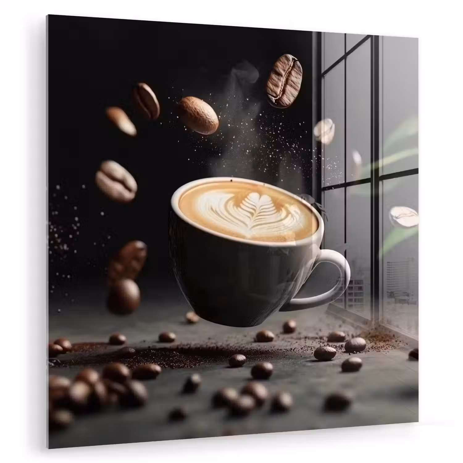 Cappuccino - Kop - Bonen - Bruin plexiglas 5mm klein -zzzproduct_nieuw
