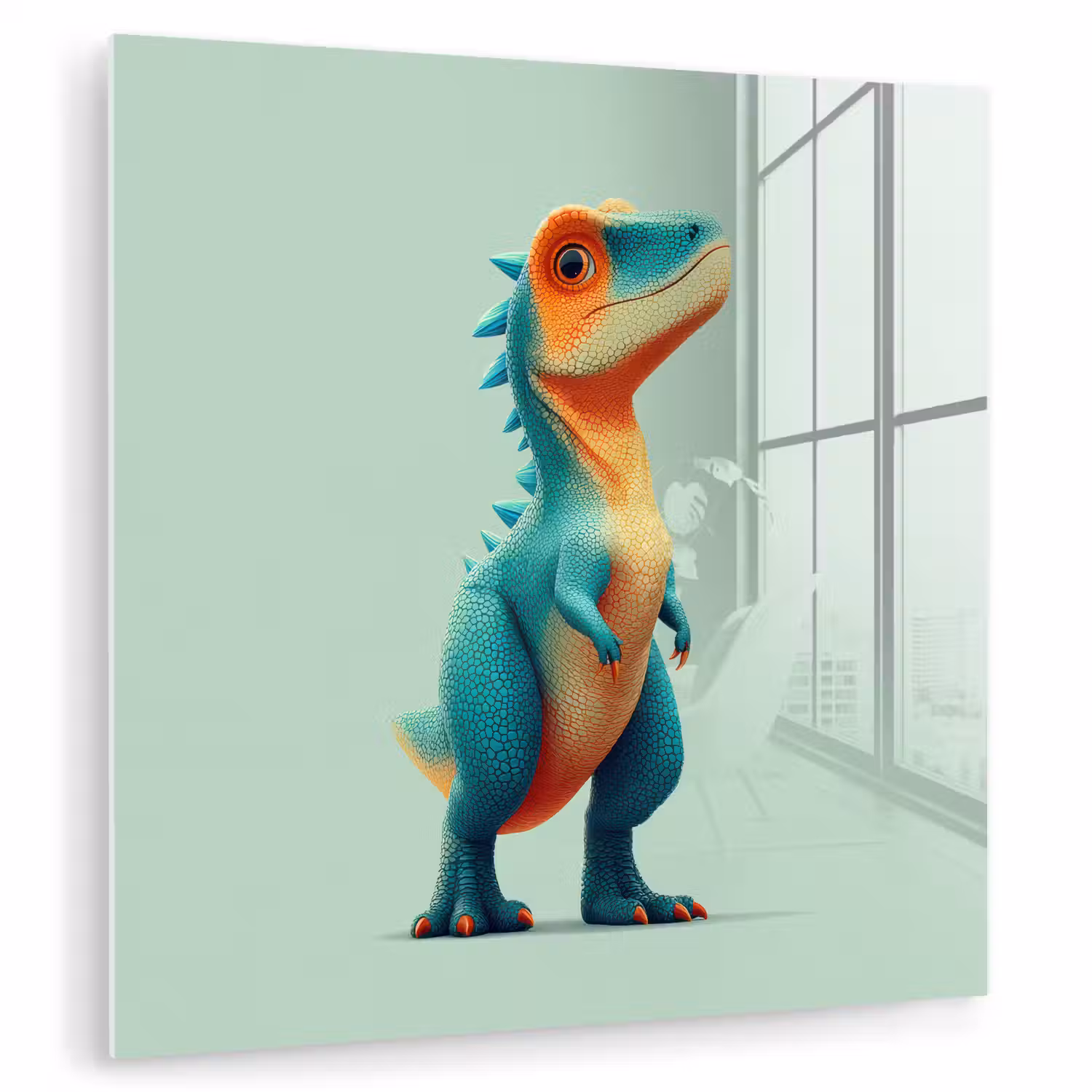 Cartoon - Dino - Oranje - Stekels plexiglas 5mm klein -zzzproduct_nieuw