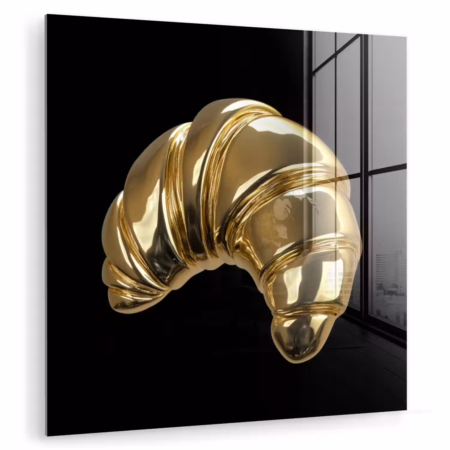 Croissant - Brood - Goud - Zwart plexiglas 5mm klein -zzzproduct_nieuw