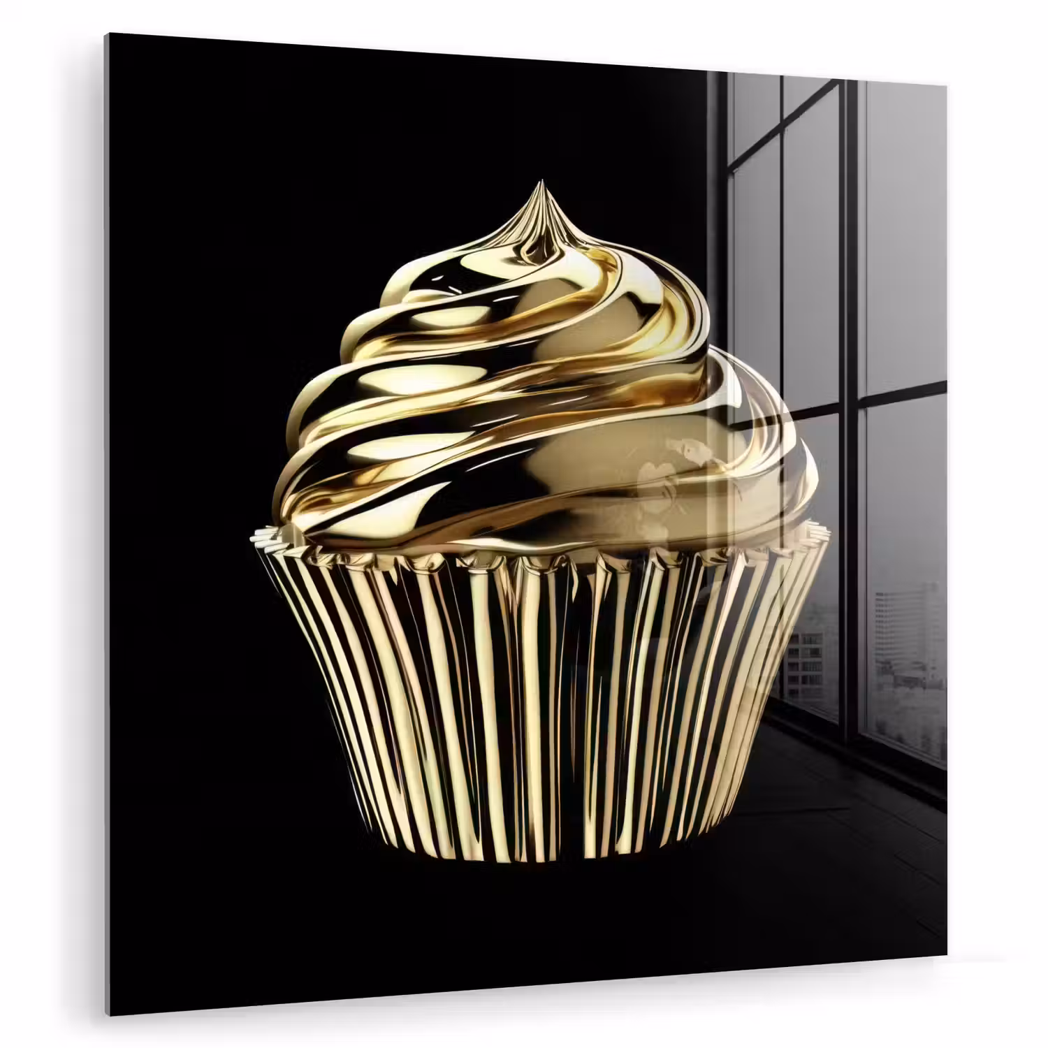 Cupcake - Eten - Goud - Zwart plexiglas 5mm klein -zzzproduct_nieuw