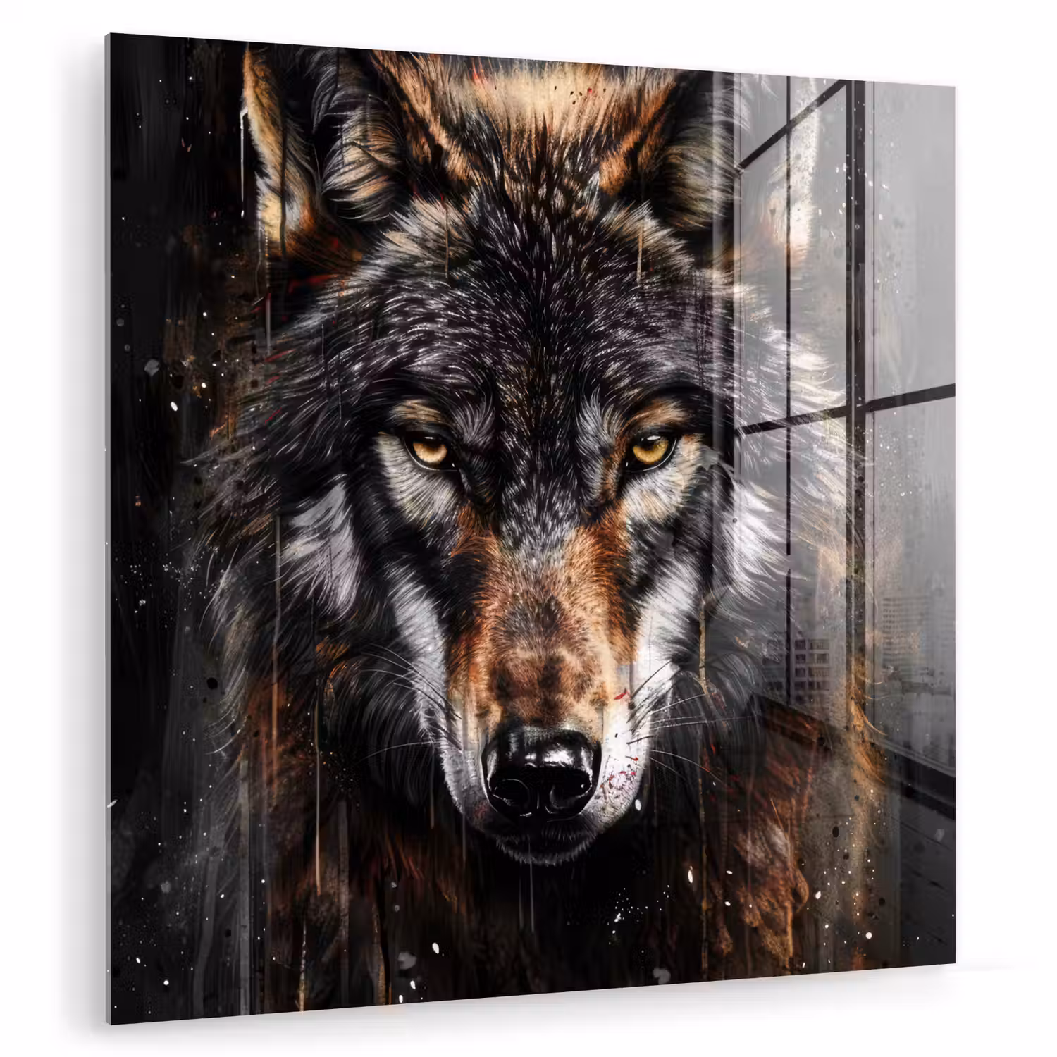 Dieren - Wolf - Portret - Zwart - Bruin plexiglas 5mm klein -zzzproduct_nieuw