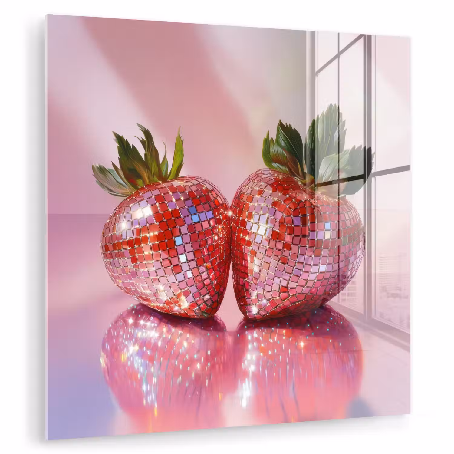 Disco - Fruit - Glitter - Strawberry plexiglas 5mm klein -zzzproduct_nieuw