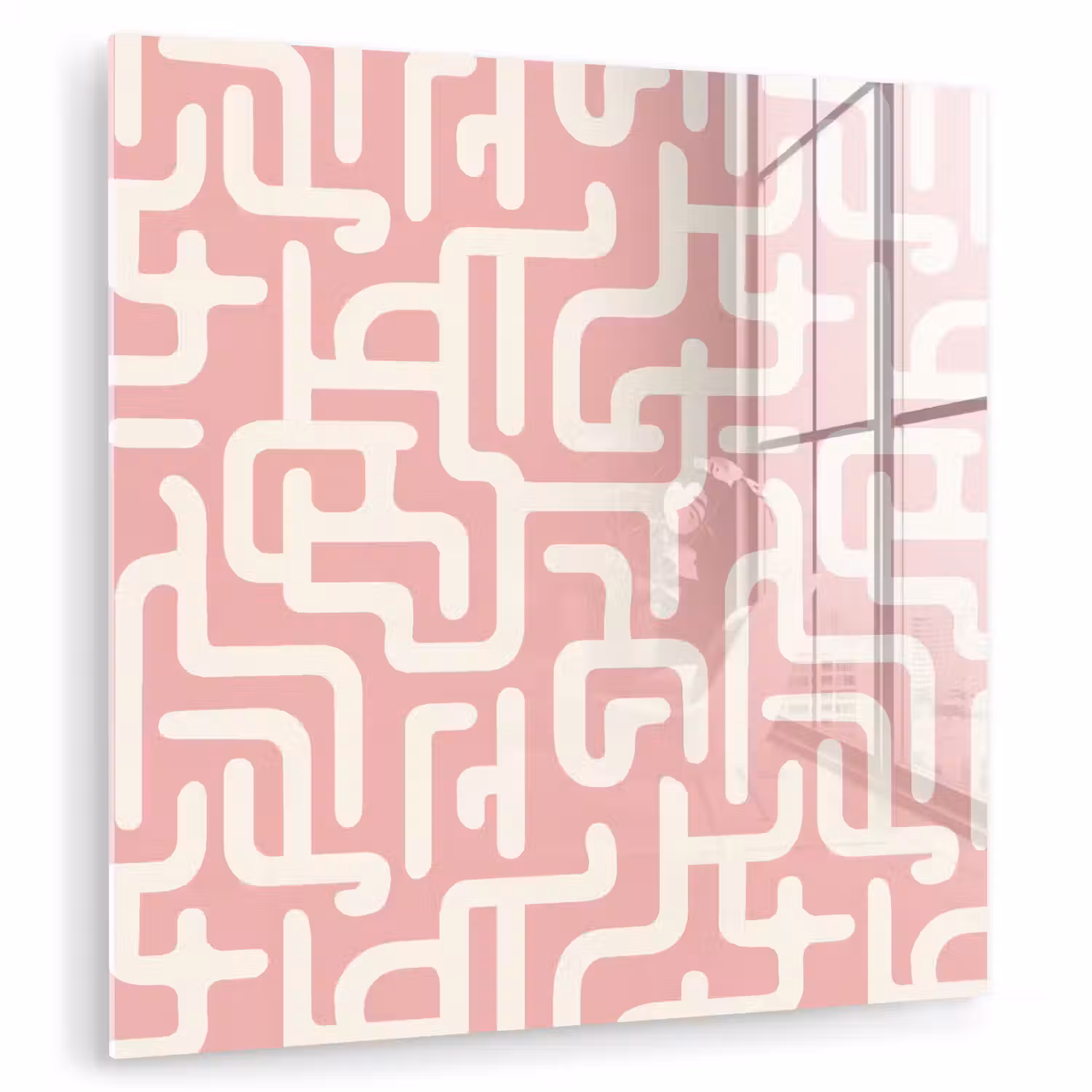 Doolhofpatroon - Roze - Wit - Abstract plexiglas 5mm klein 11 -zzzproduct_nieuw