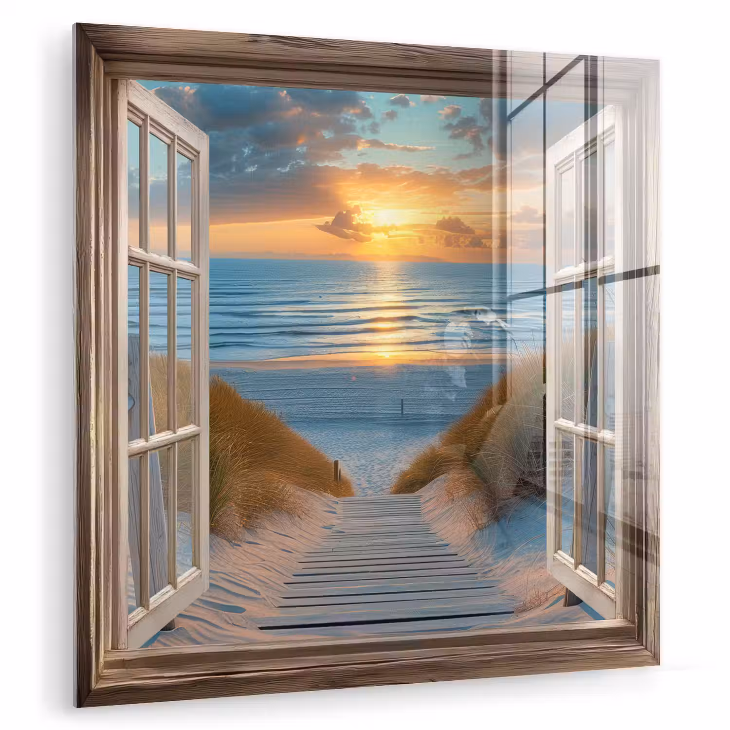 Doorkijk - Strand - Pad - Zonsondergang plexiglas 5mm klein -zzzproduct_nieuw