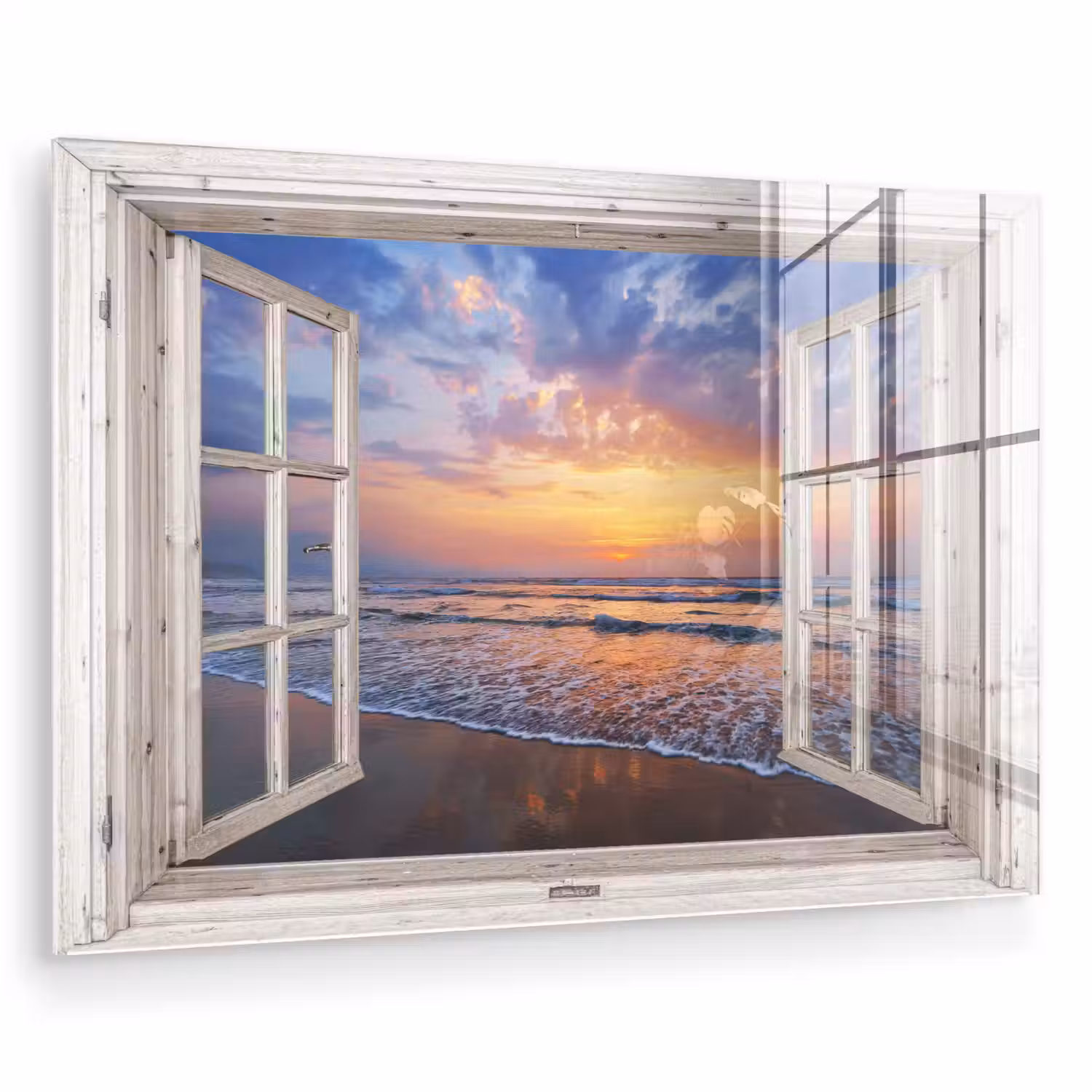 Doorkijk - Zee - Strand - Zonsondergang - Blauw plexiglas 5mm klein -zzzproduct_nieuw