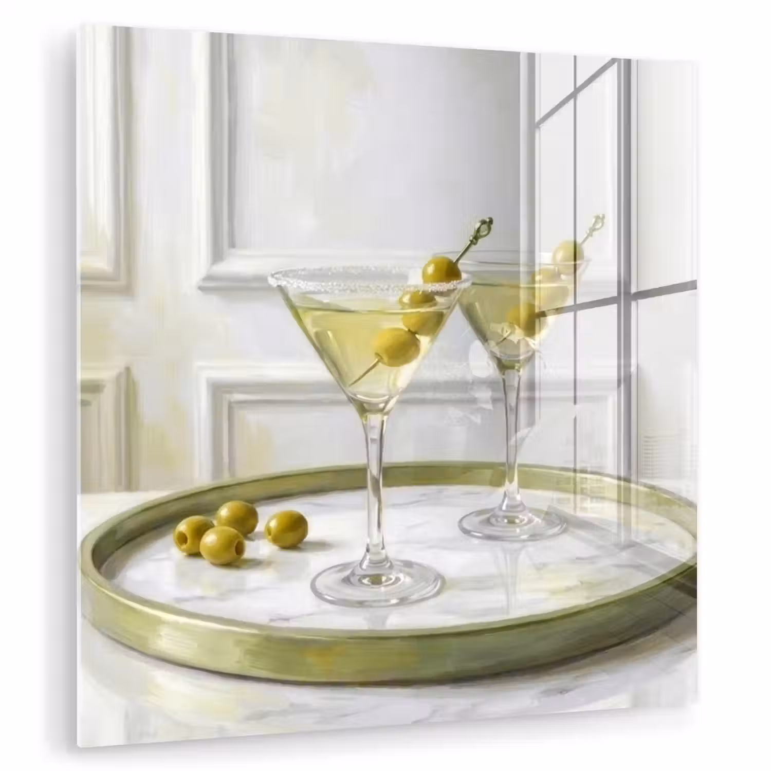 Drank - Martini - Olijven - Modern - Wit plexiglas 5mm klein -zzzproduct_nieuw