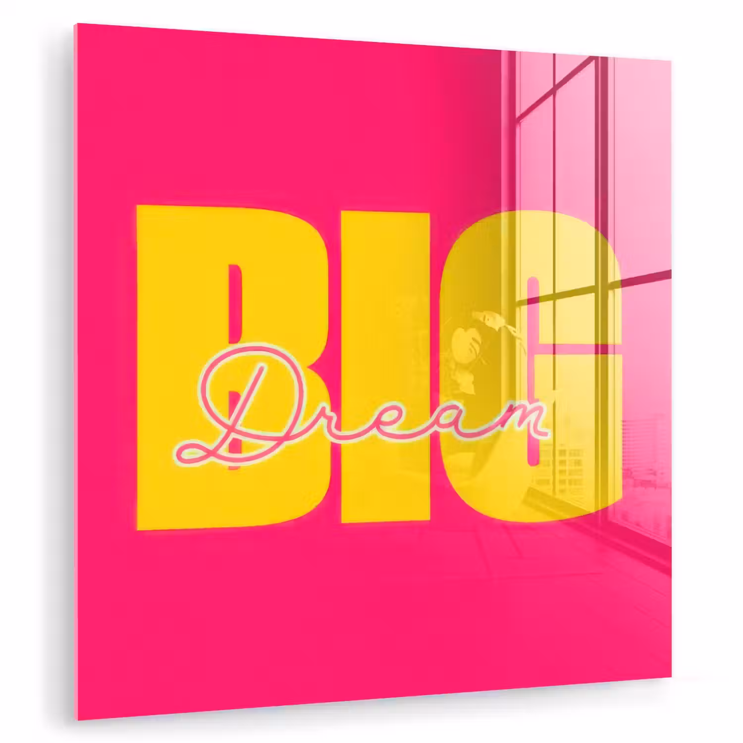 Dream big - Roze - Geel - Minimalistisch plexiglas 5mm klein -zzzproduct_nieuw