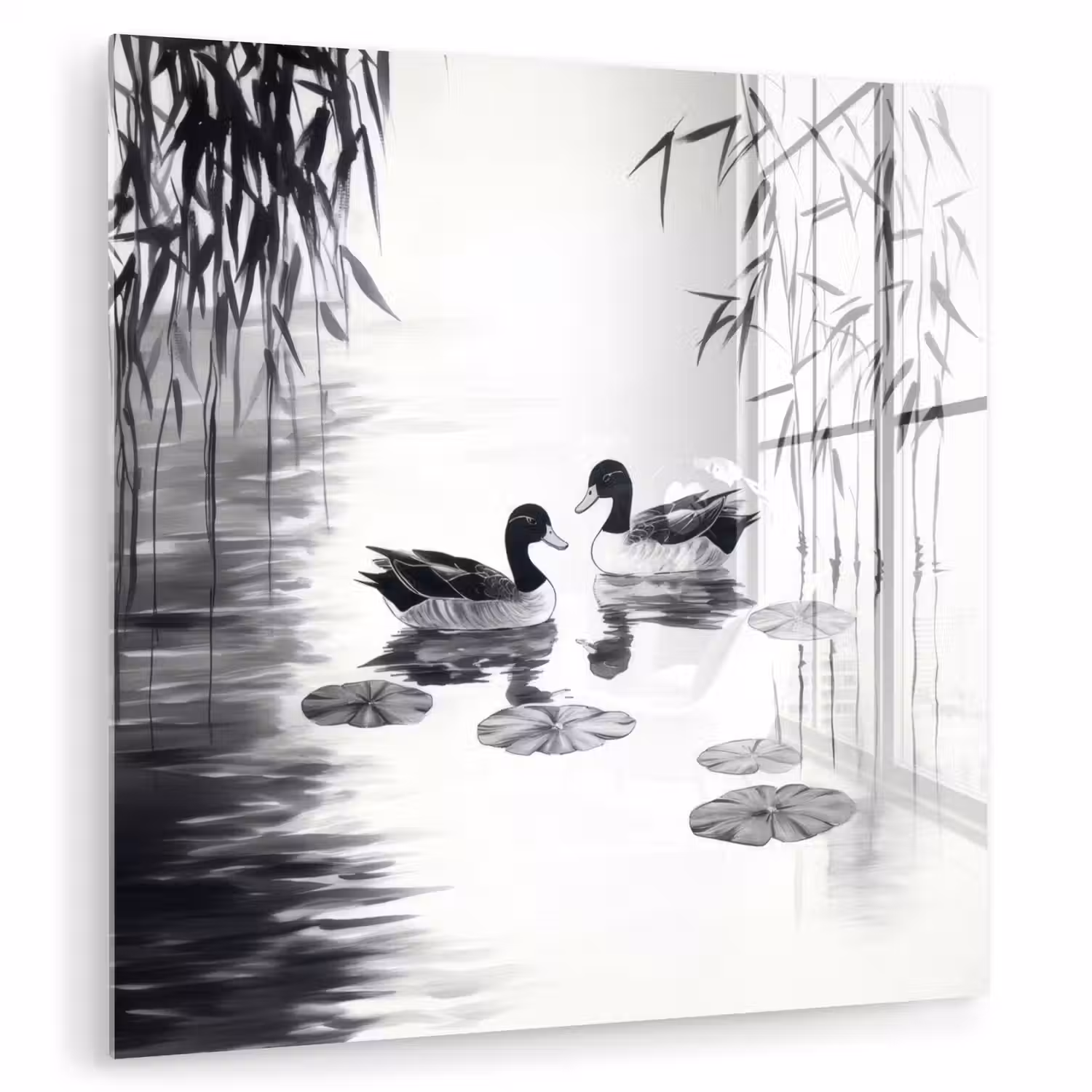 Eenden - Waterlelies - Riet - Zwart plexiglas 5mm klein -zzzproduct_nieuw