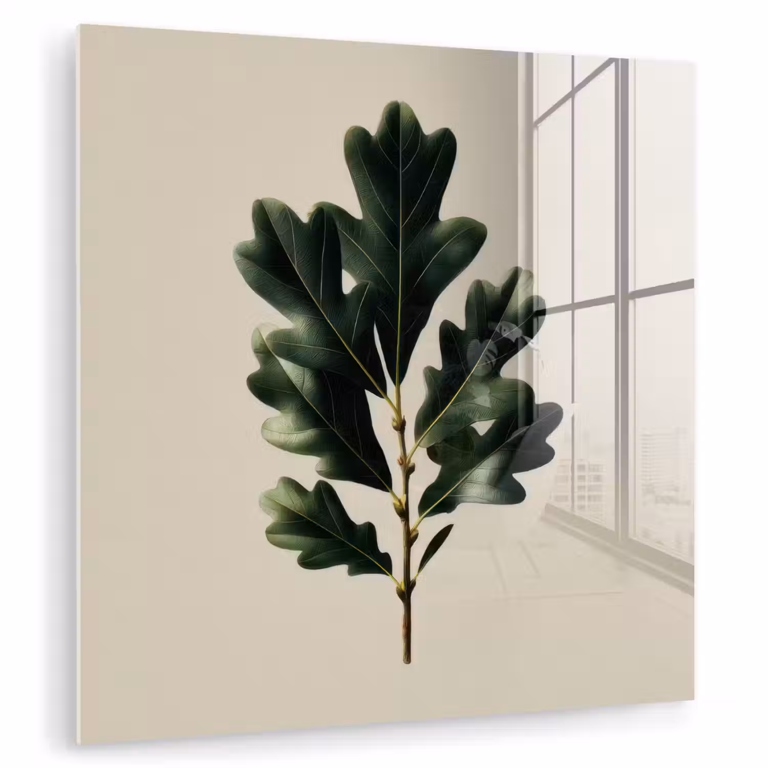 Eikenbladeren - Beige - Groen - Golvende randen plexiglas 5mm klein -zzzproduct_nieuw