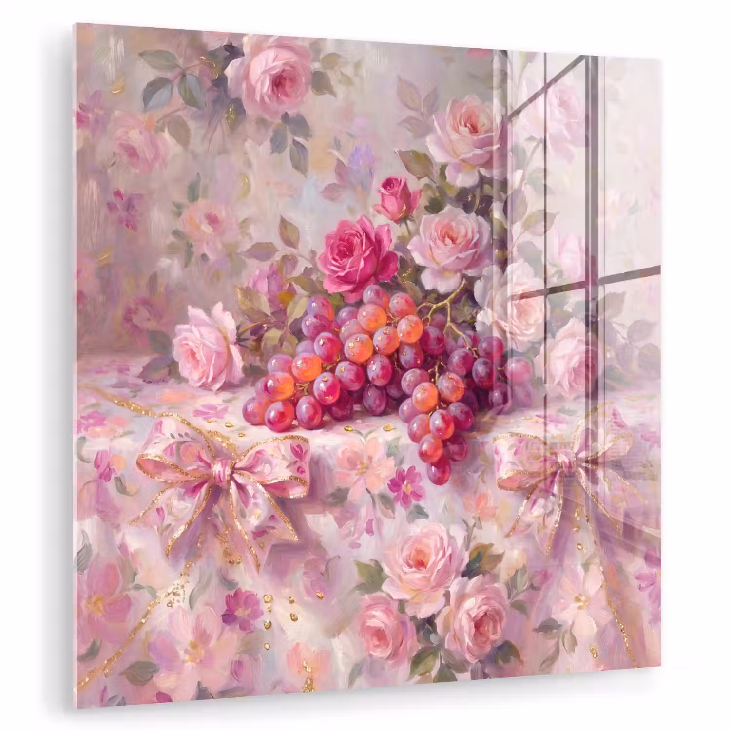 Eten - Bloemen - Stilleven - Roze - Goud plexiglas 5mm klein -zzzproduct_nieuw