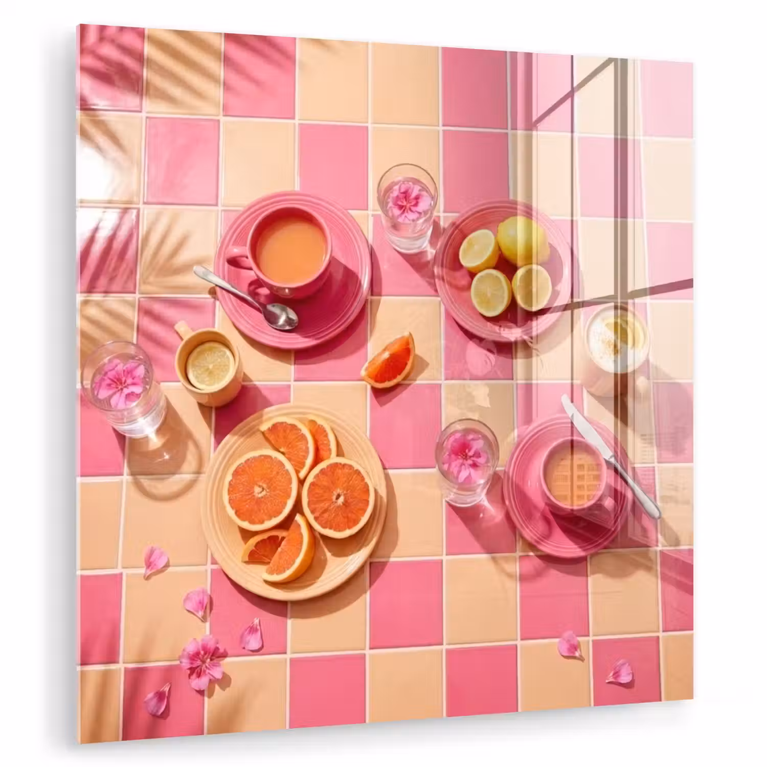 Eten - Citrusvruchten - Stillevens - Roze - Oranje plexiglas 5mm klein -zzzproduct_nieuw