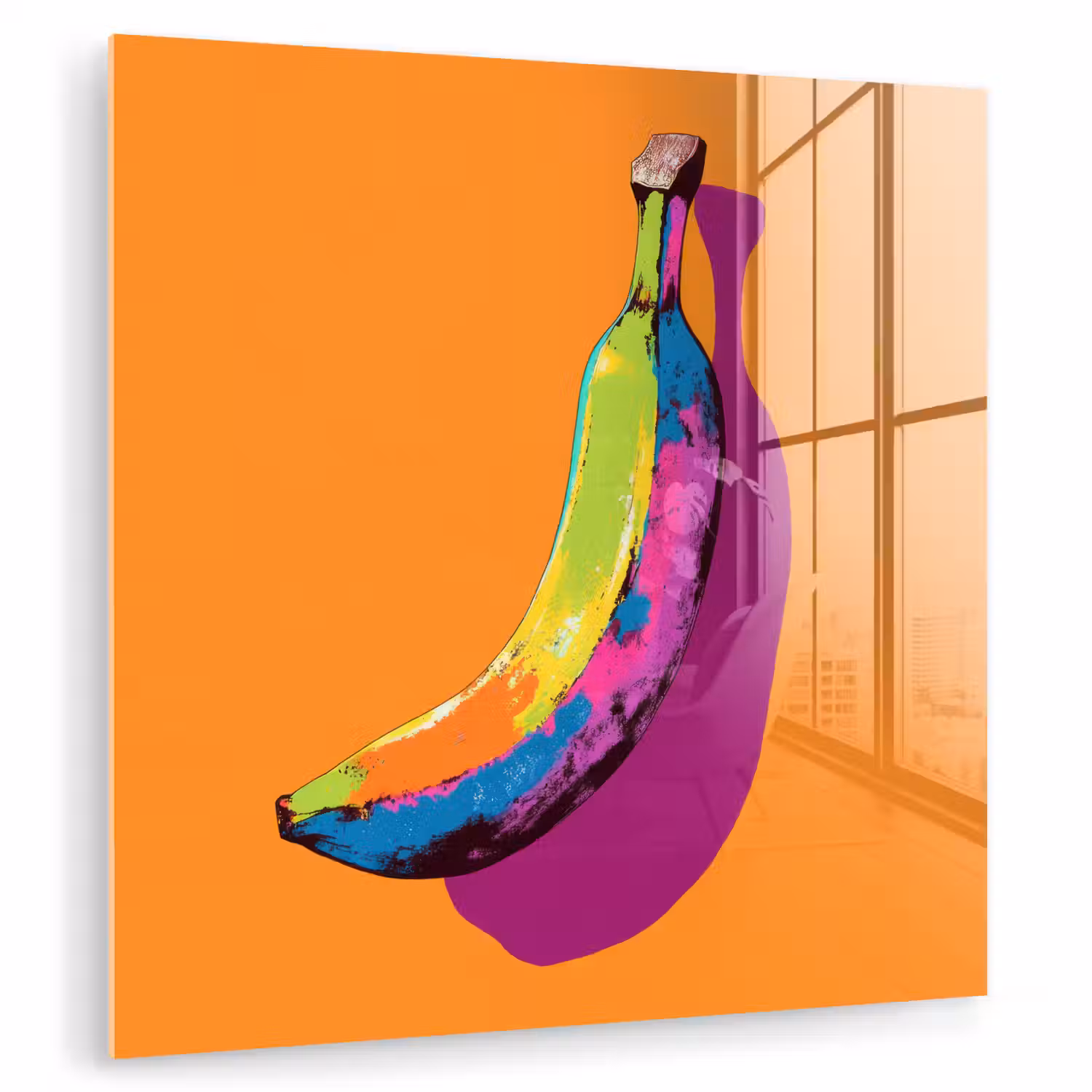 Felle kleuren - Banaan - popart plexiglas 5mm klein -zzzproduct_nieuw