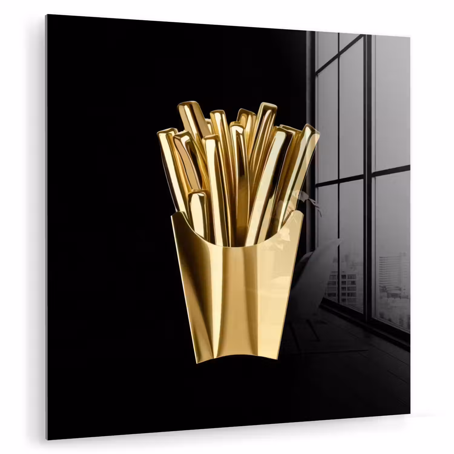 Friet - Goud - Chrome - Eten plexiglas 5mm klein -zzzproduct_nieuw