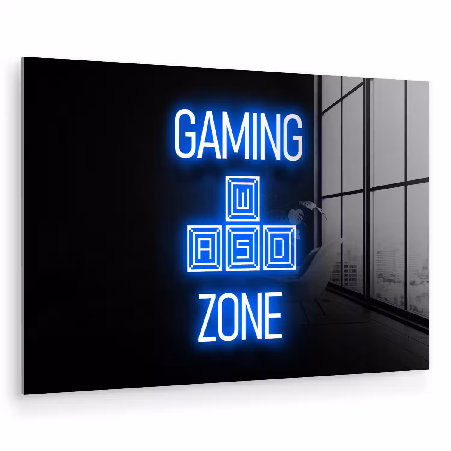 Gaming - Tekst - Gaming zone - Neon - Blauw plexiglas 5mm klein -zzzproduct_nieuw