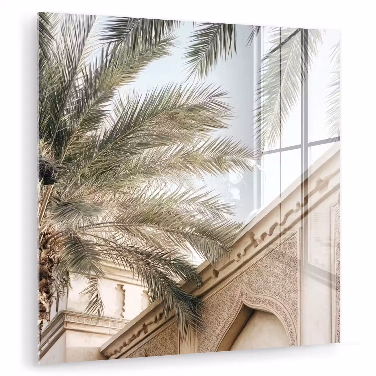 Gebouw - Palmbomen - Beige - Zon plexiglas 5mm klein -zzzproduct_nieuw