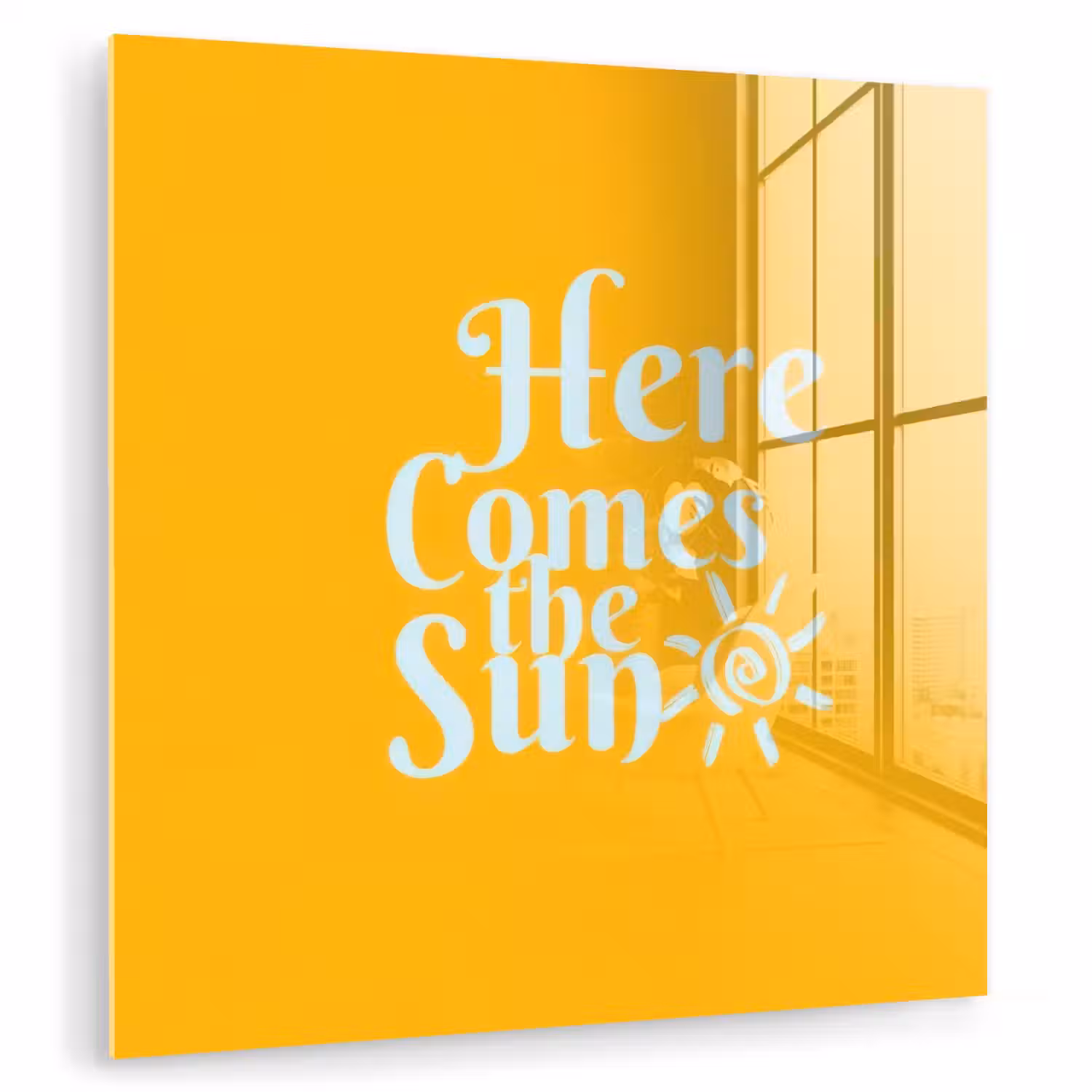 Geel - Blauw - Here comes the sun plexiglas 5mm klein -zzzproduct_nieuw