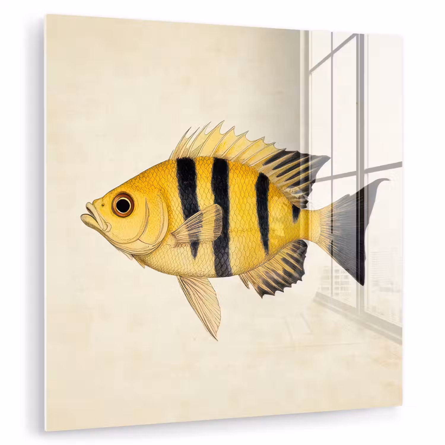 Geel - Vis - Strepen - Tropisch plexiglas 5mm klein -zzzproduct_nieuw