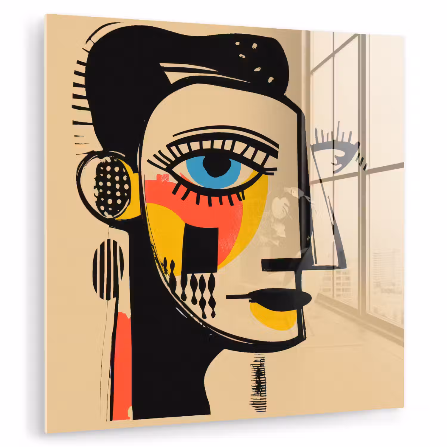 Geometrisch - Felle kleuren - Kubistische stijl plexiglas 5mm klein -zzzproduct_nieuw