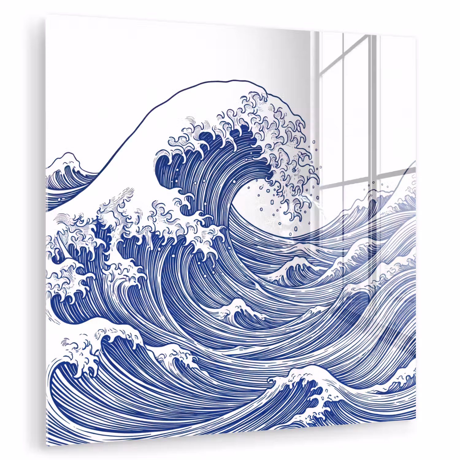 Golf - Japans - Zee - Illustratie - Blauw plexiglas 5mm klein -zzzproduct_nieuw
