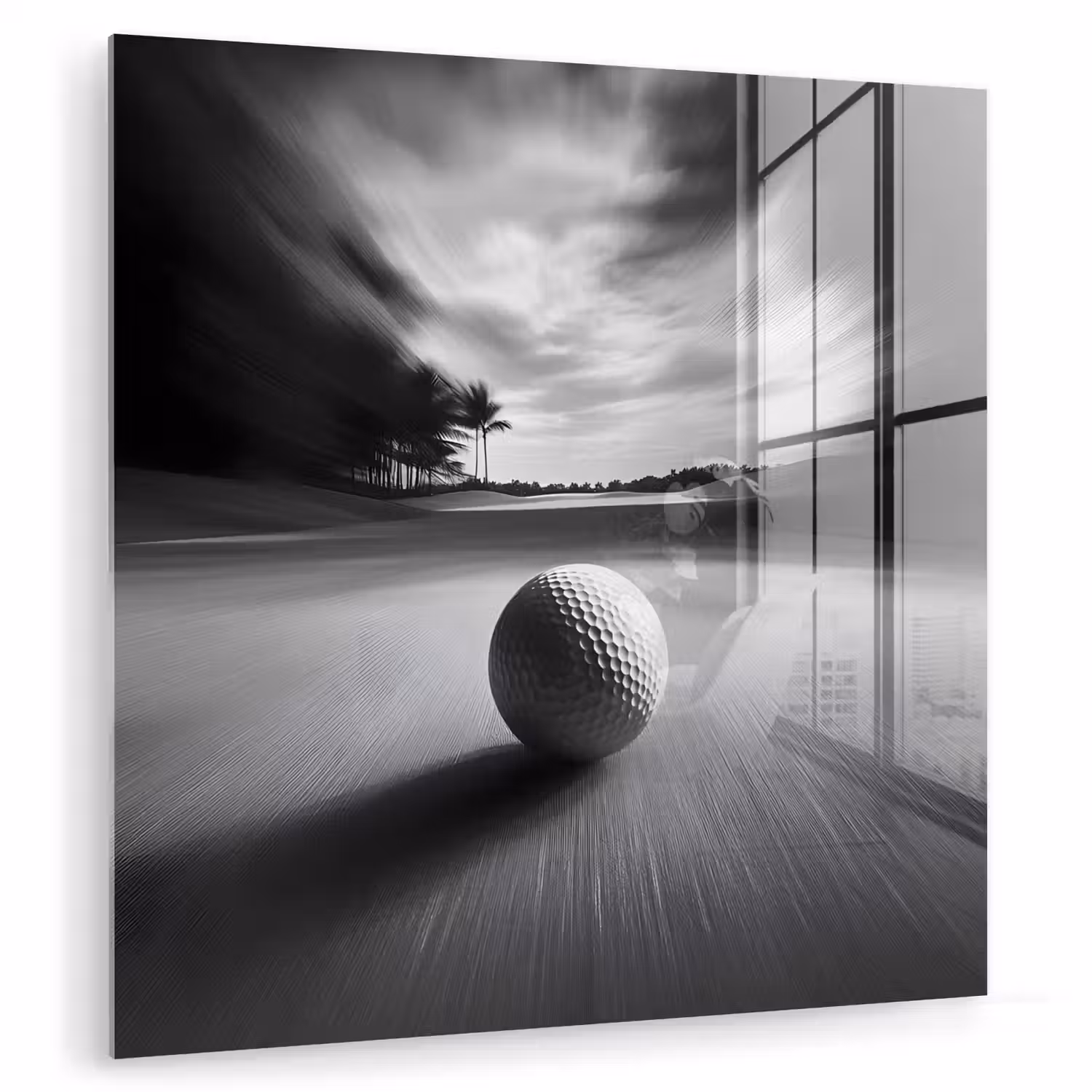 Golfbal - Wazig - Zwart plexiglas 5mm klein -zzzproduct_nieuw