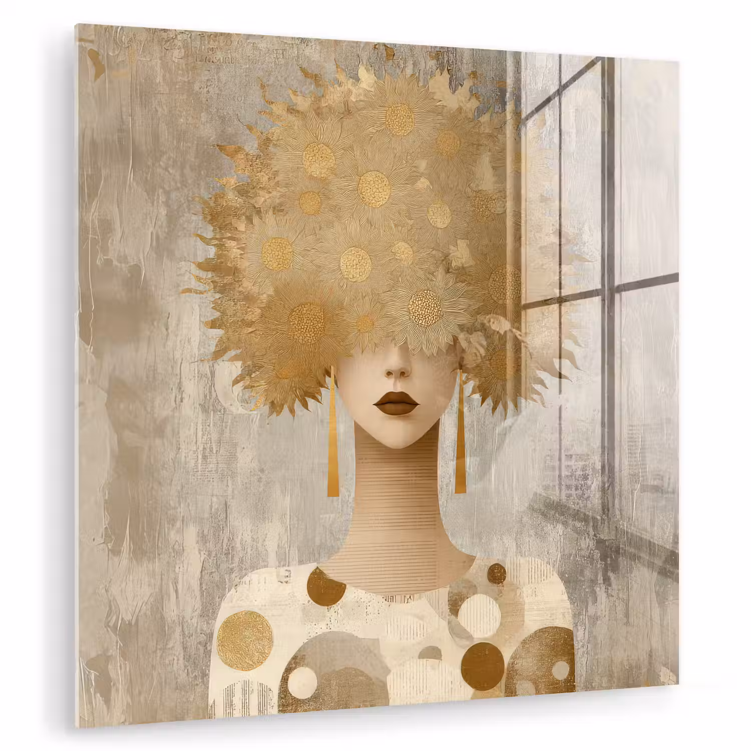 Goud - Portret - Vrouw plexiglas 5mm klein -zzzproduct_nieuw