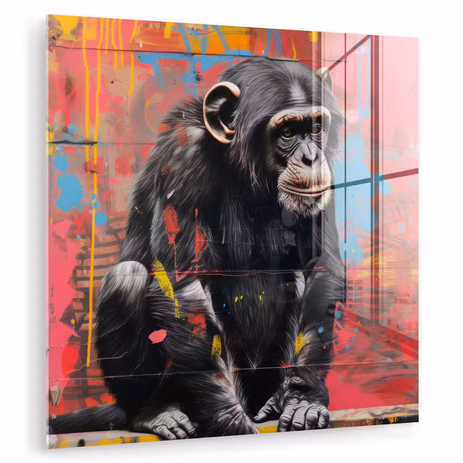 Graffiti - Chimpansee - Dieren - Street art - Banksy plexiglas 5mm klein -zzzproduct_nieuw