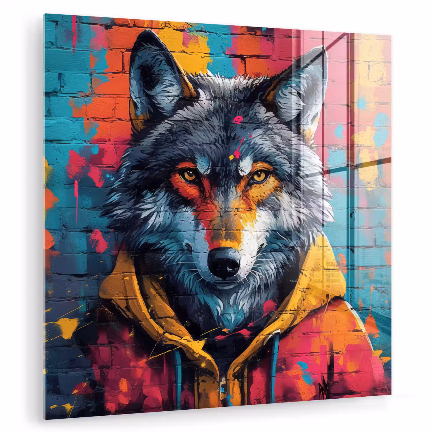 Graffiti - Wolf - Street art - Blauw plexiglas 5mm klein -zzzproduct_nieuw