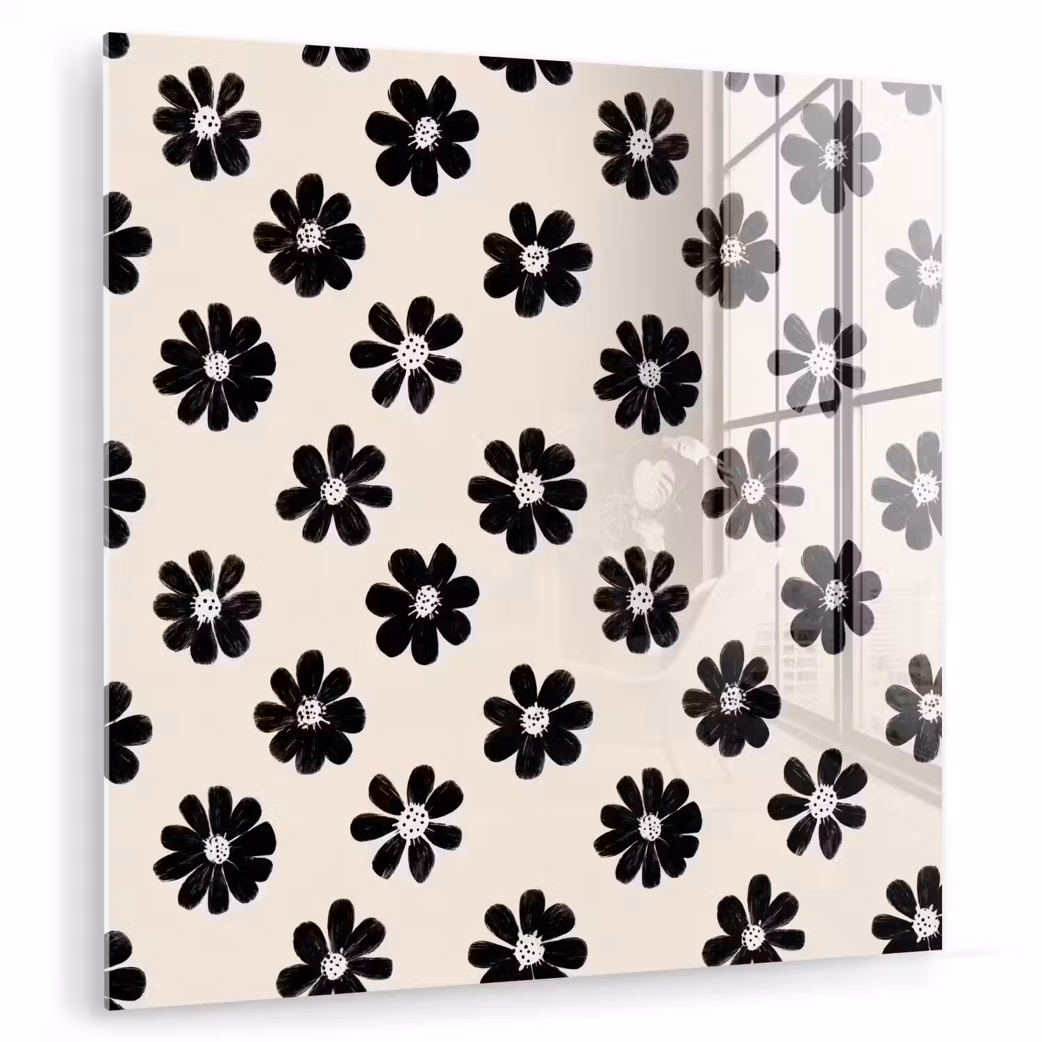 Grafisch - Madeliefjes - Zwart - Beige plexiglas 5mm klein 11 -zzzproduct_nieuw