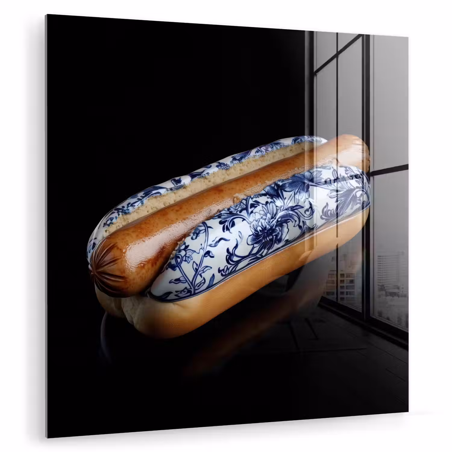 Hotdog - Porselein - Delfts blauw - Eten plexiglas 5mm klein -zzzproduct_nieuw