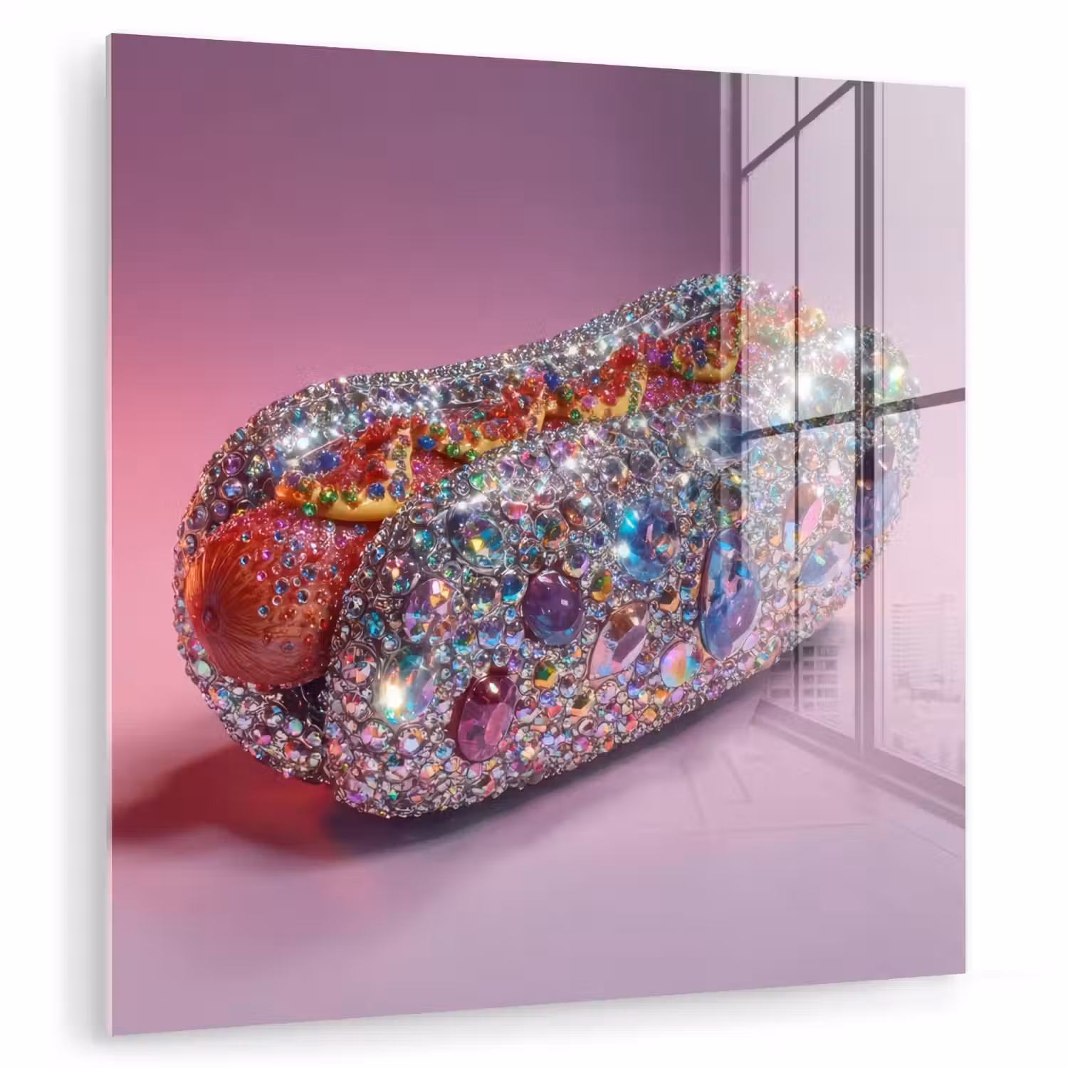 Hotdog - Steentjes - Glitters - Paars plexiglas 5mm klein -zzzproduct_nieuw