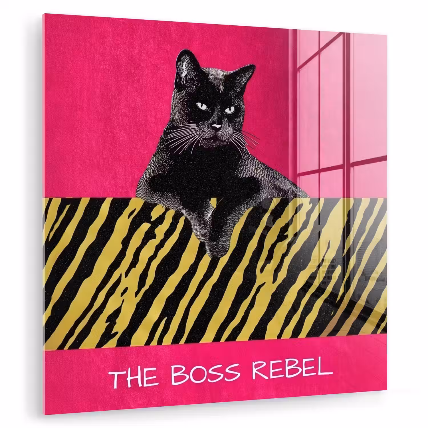 Kat - Baas - Roze - Tijgerprint plexiglas 5mm klein -zzzproduct_nieuw