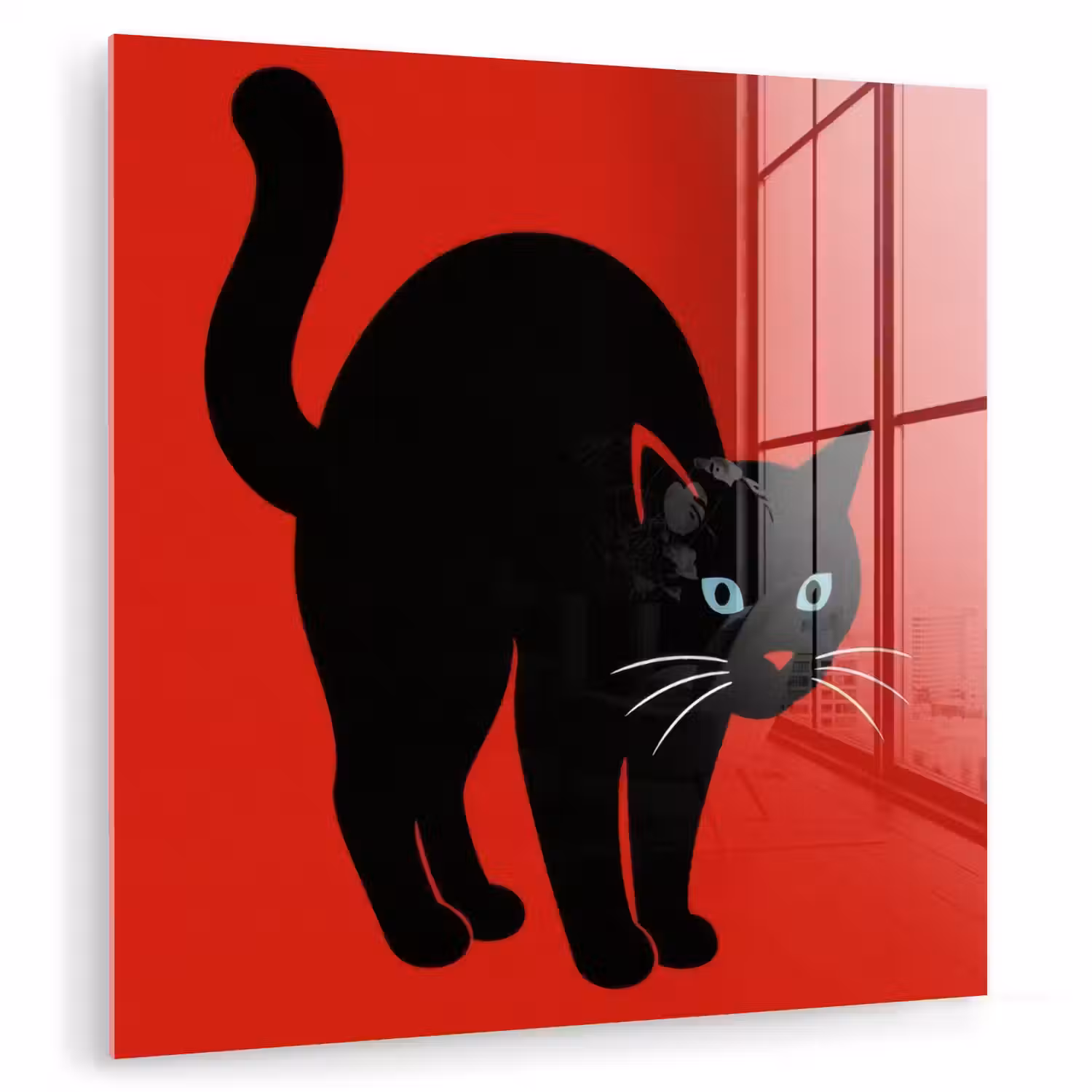 Kat - Zwart - Staart plexiglas 5mm klein -zzzproduct_nieuw