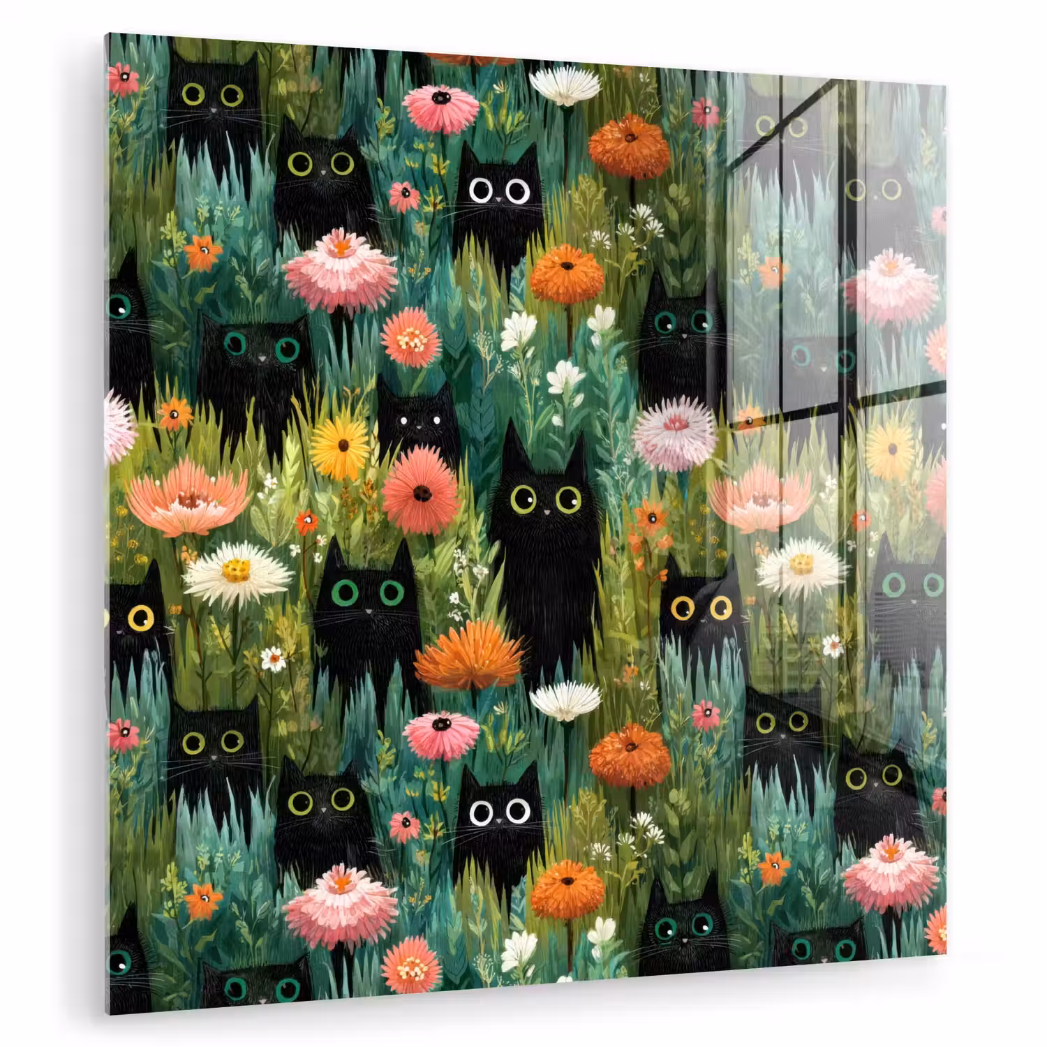 Katten - Bloemen - Kleurrijk plexiglas 5mm klein 11 -zzzproduct_nieuw