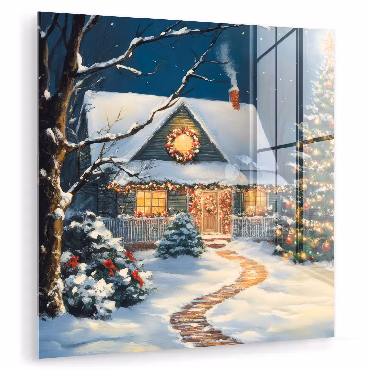 Kerst - Kerstboom - Winter - Huis - Sneeuw plexiglas 5mm klein -zzzproduct_nieuw