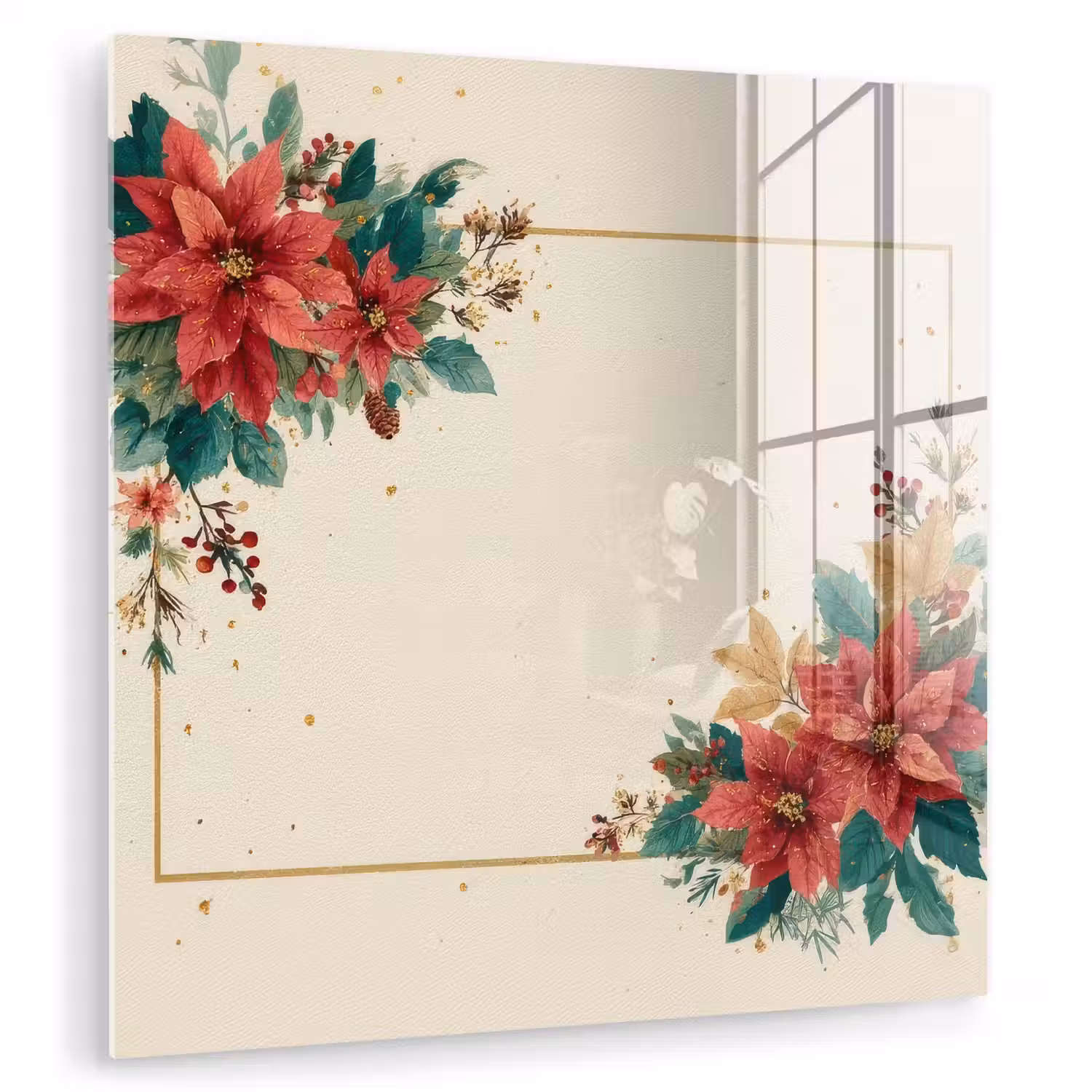 Kerst - Poinsettia - Omlijsting - Kleurrijk plexiglas 5mm klein -zzzproduct_nieuw