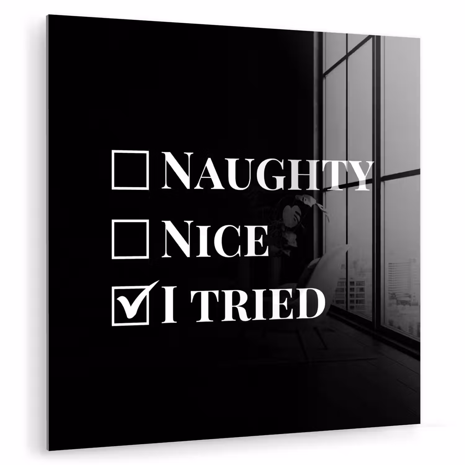 Kerst - Zwart - Wit - Quote - Grappig plexiglas 5mm klein -zzzproduct_nieuw